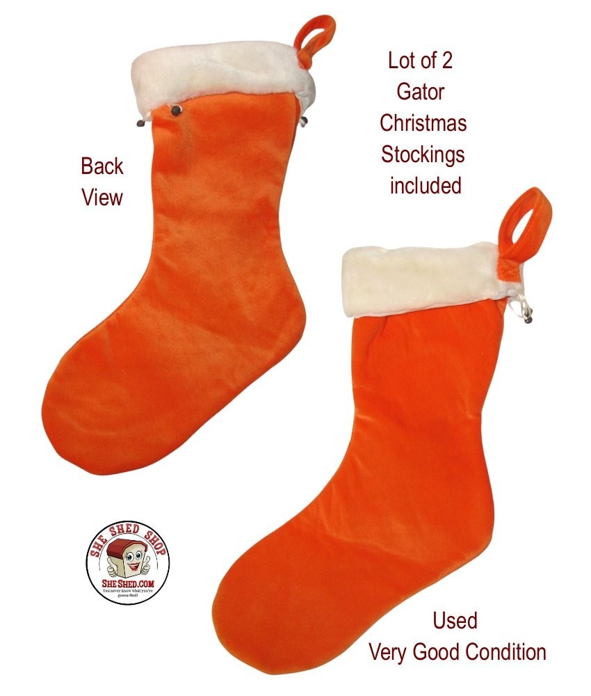 Florida Gators Christmas Stocking Lot of 2 Snowman Jingle Bells Topperscott NCAA