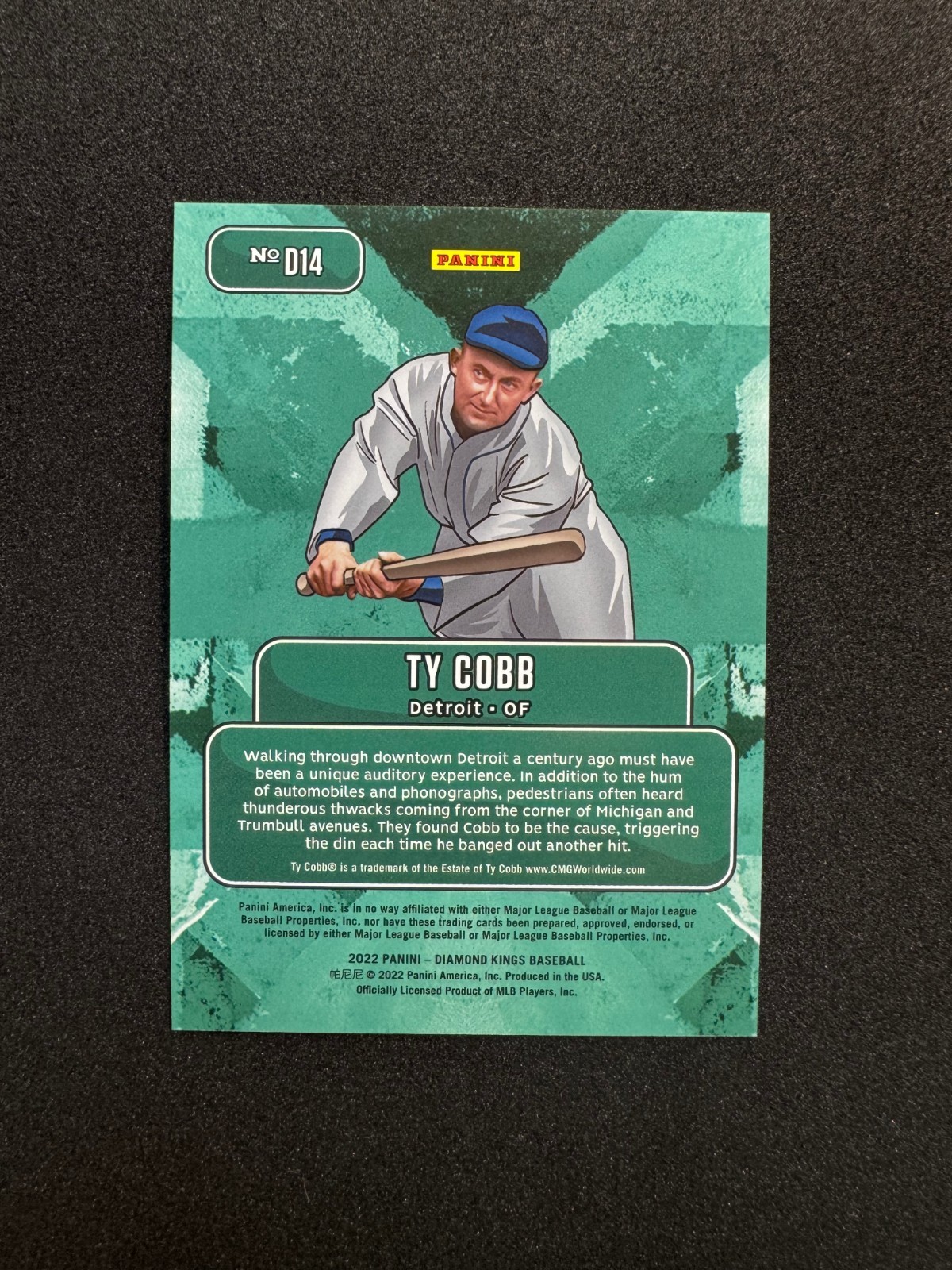 2022 Panini Diamond Kings Downtown Ty Cobb Detroit Tigers Insert Rare Case Hit
