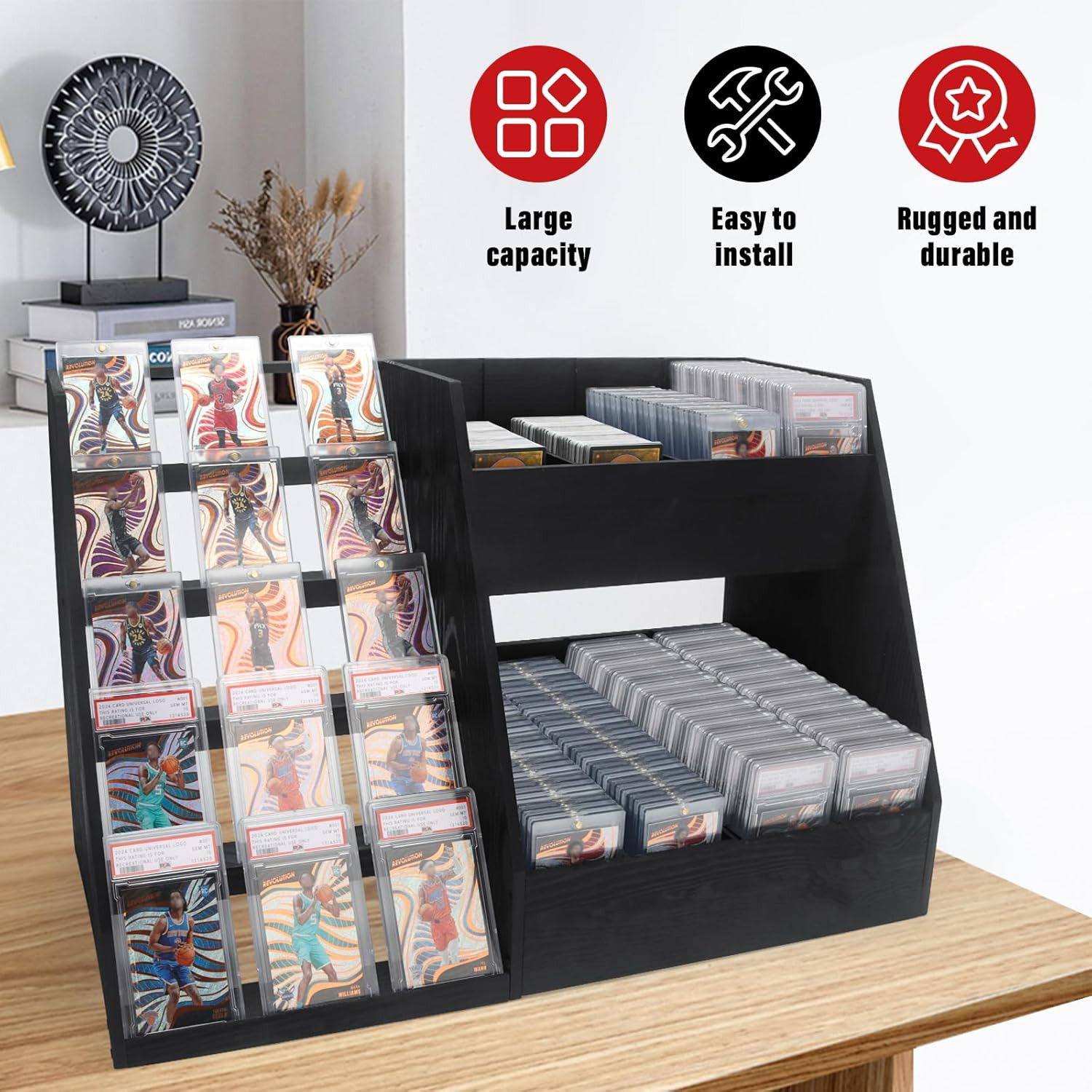 5-Tier Trading Card Display,Large Capacity Card Display Stand with 8-Row Storage