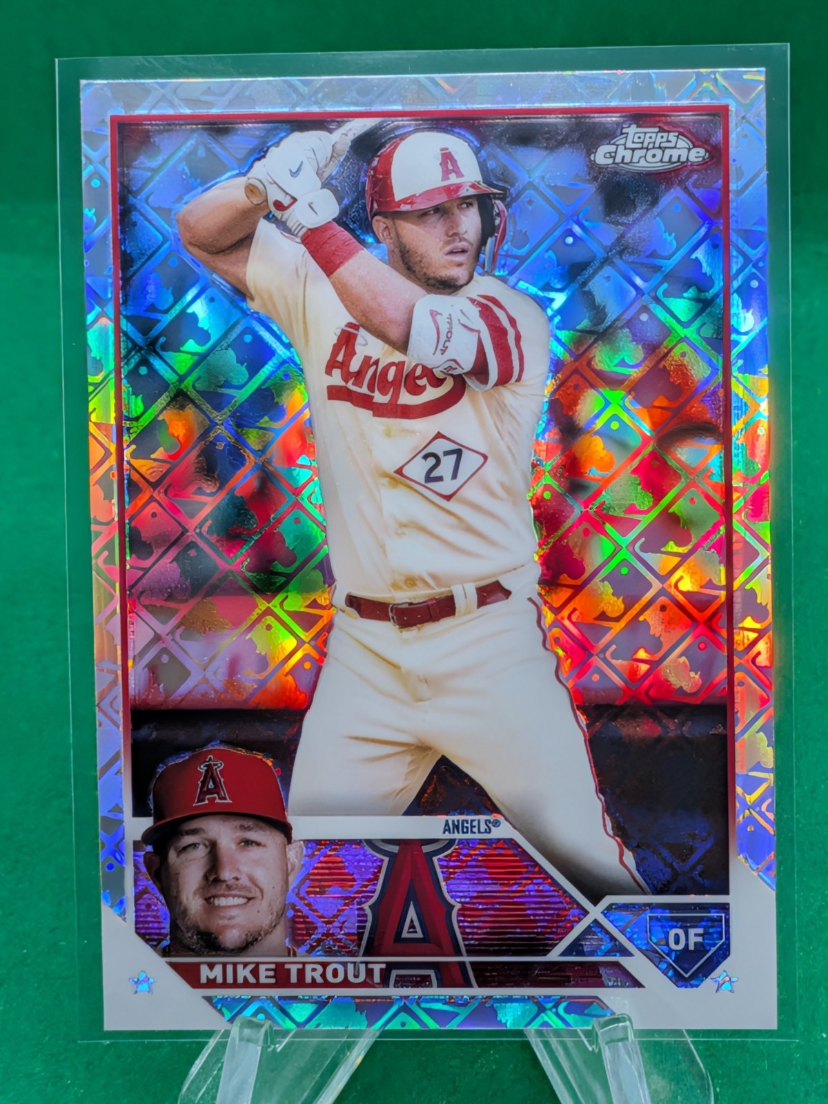 Mike Trout 2023 Topps Chrome Logofractor #27 Refractor Angels