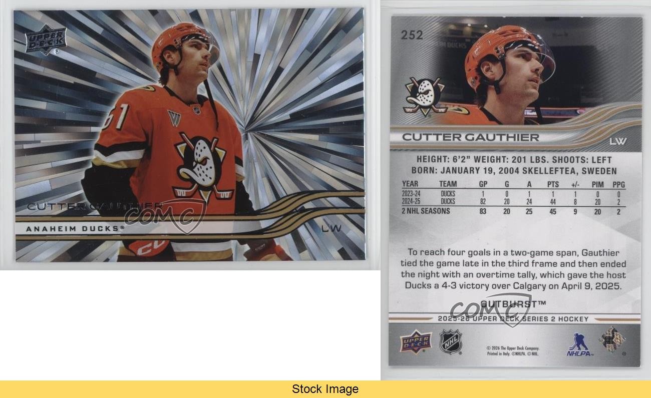 2025-26 Upper Deck Series 2 Outburst Cutter Gauthier #252 READ xt4