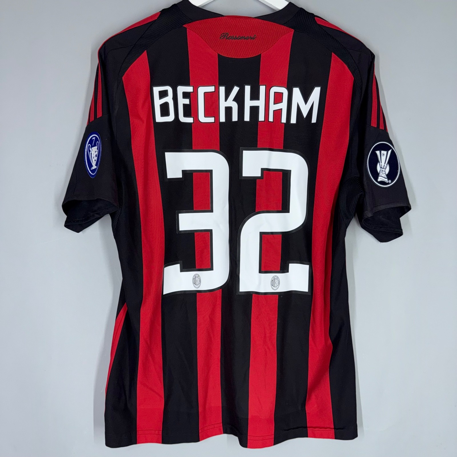 AC MILAN ITALY 2008 2009 HOME FOOTBALL SHIRT JERSEY #32 BECKHAM SIZE L UEFA