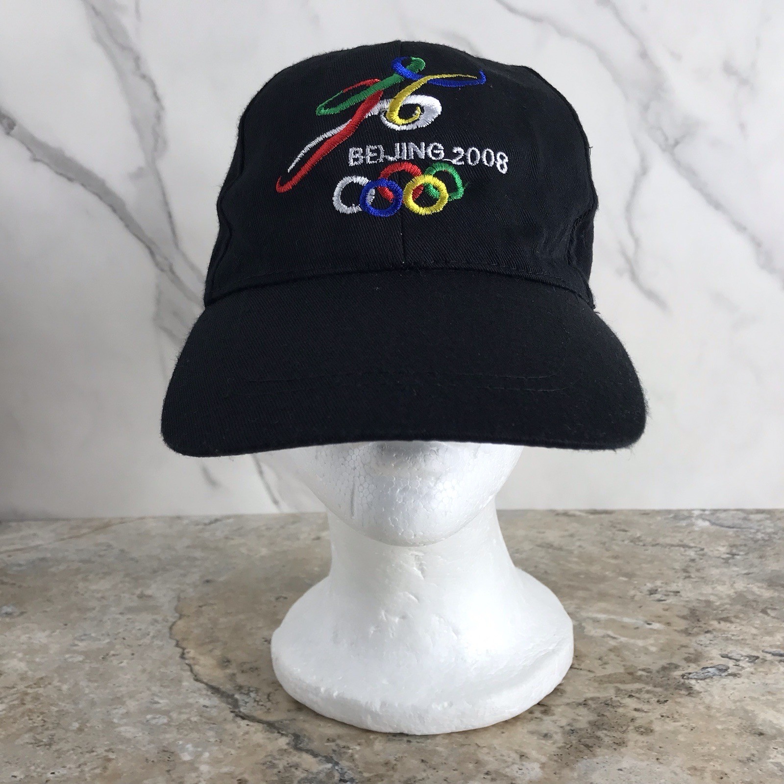 BEIJING 2008 OLYMPICS EMBROIDERED LOGO BLACK HAT ADJUSTABLE
