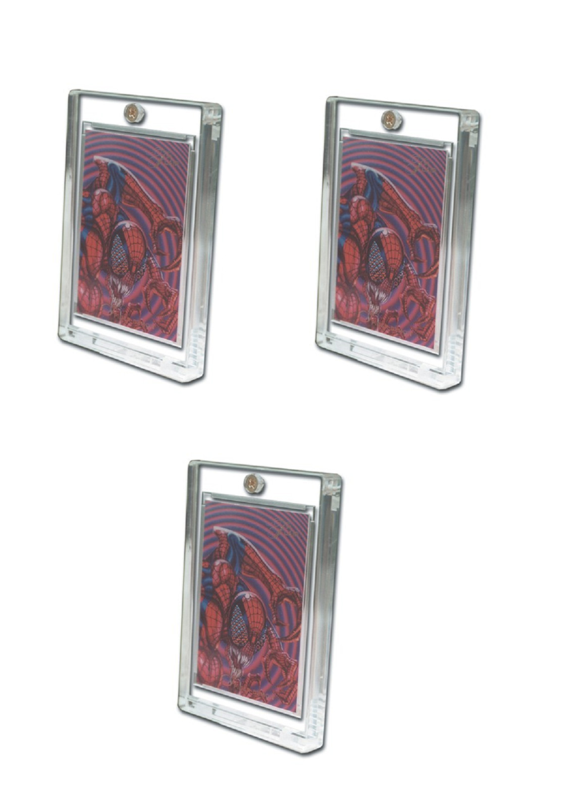 (3-Pack) Pro-Mold Deluxe 1/2 Inch Lucite 1-Screw Card Holder 50pt Thicker Size