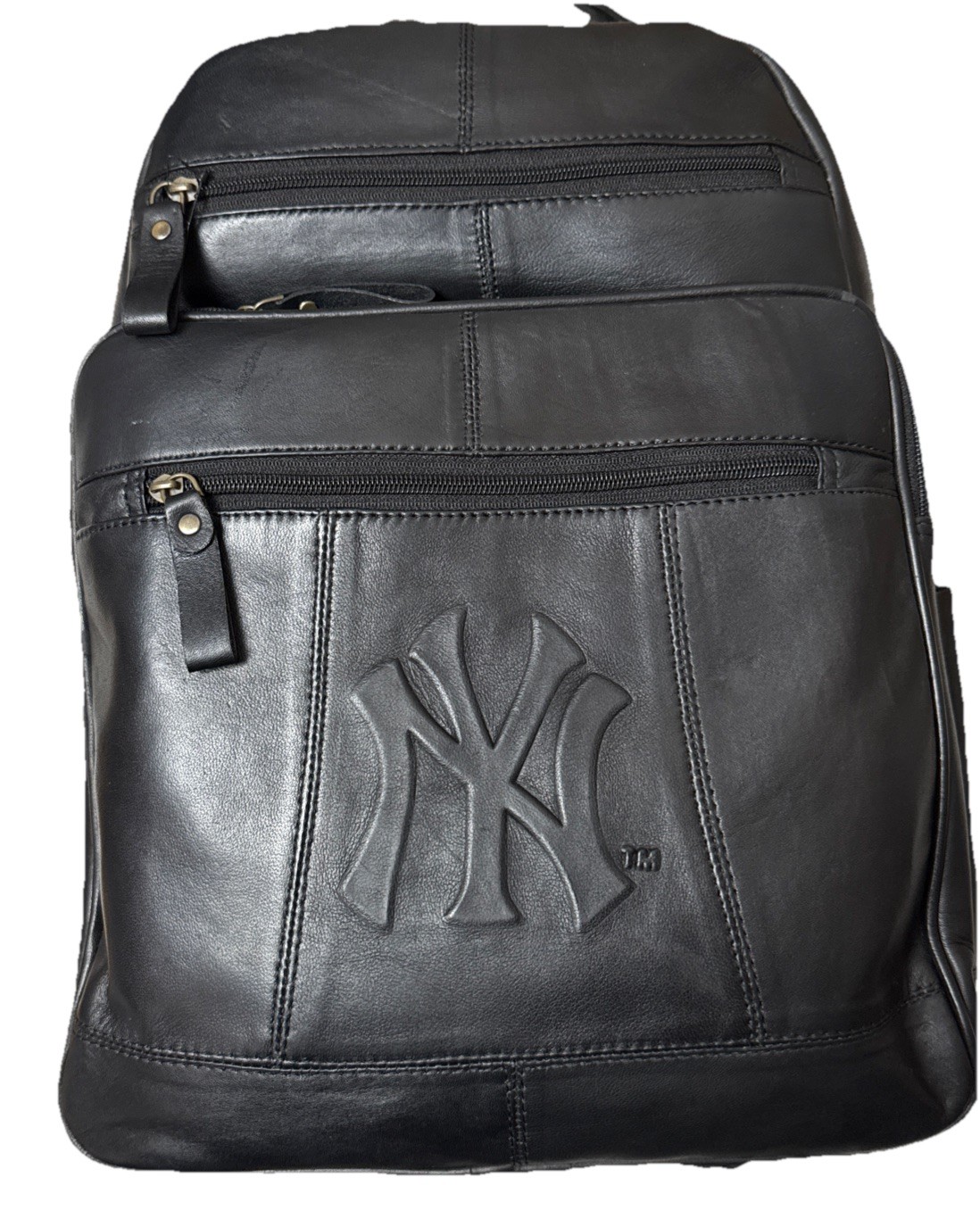 NY Yankees Backpack MLB Genuine Merchandise Leather Black