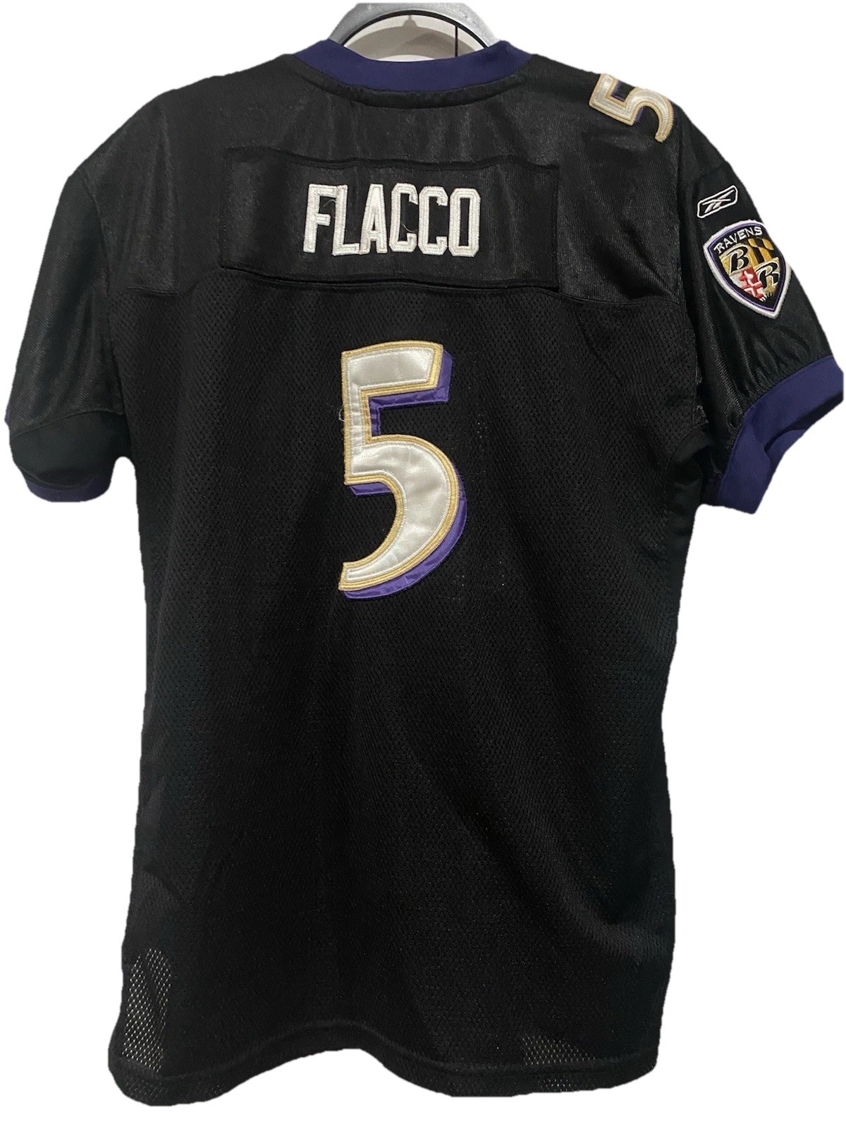 Reebok NFL Ravens Jersey Mens XL (18-20) Joe Flacco #5 Black Stitched Mesh