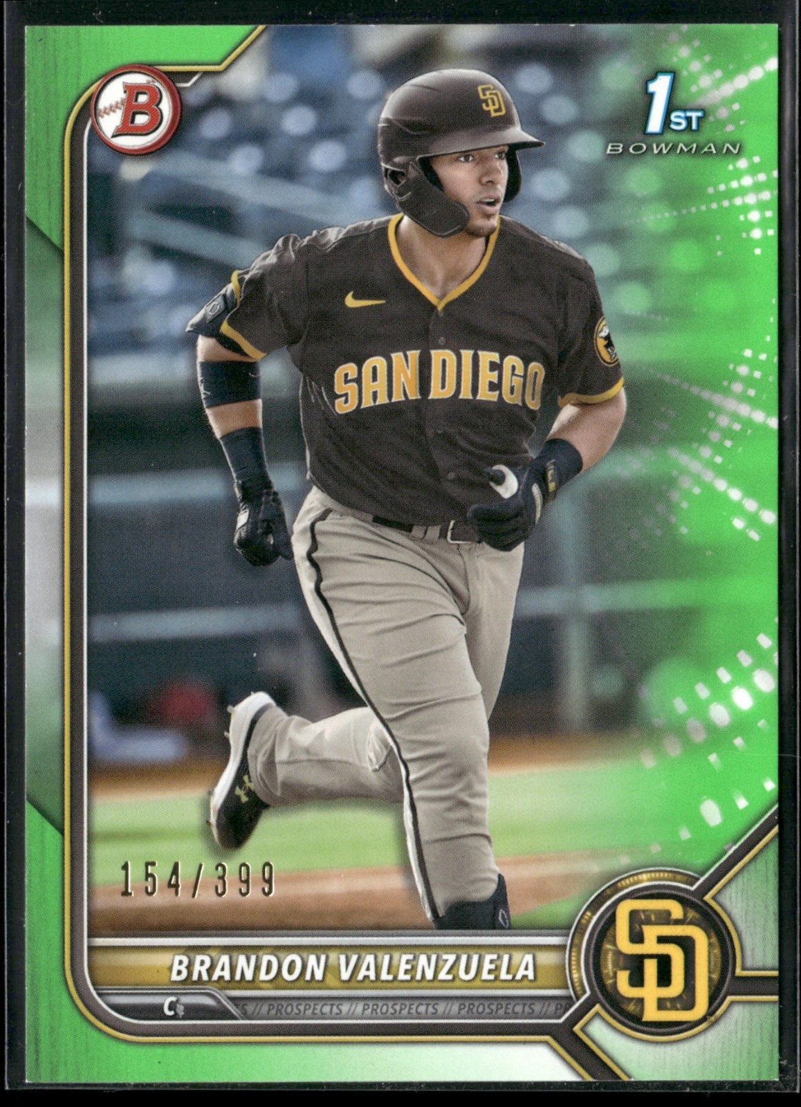 2022 Bowman Brandon Valenzuela #BP-28 1st Neon Green /399 Padres