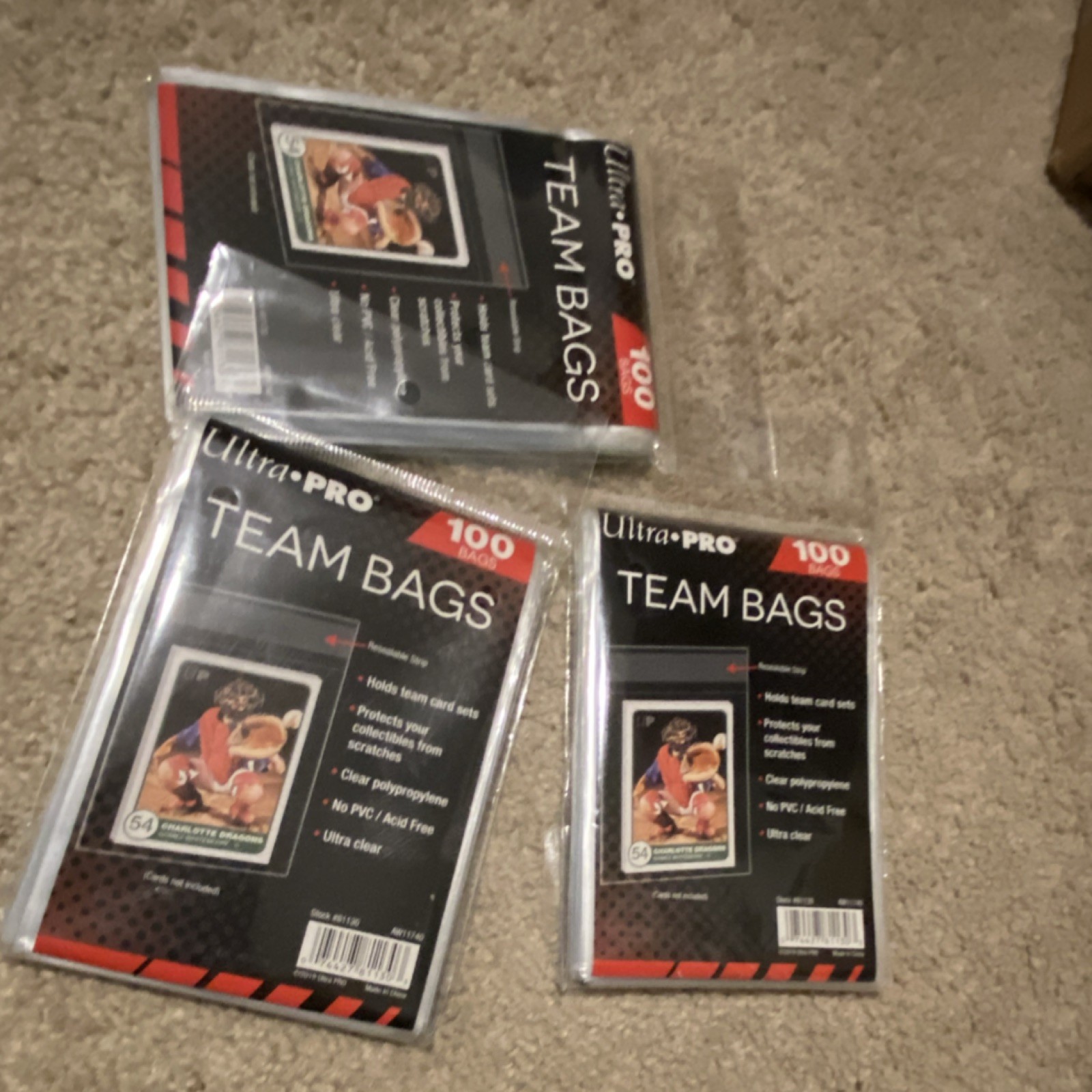 Ultra PRO Team Set Bags 100 Clear Polypropylene Acid-Free Sleeves MPN 81130