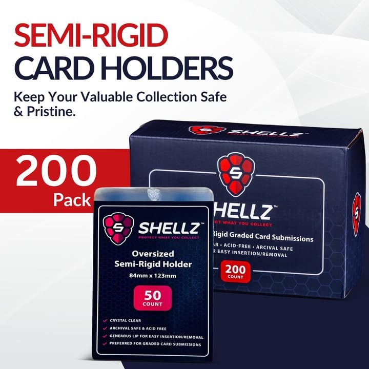 Shellz Oversized Semi Rigid Card Holders 200ct (4 Packs of 50) | 3 5/16″ x 4 …
