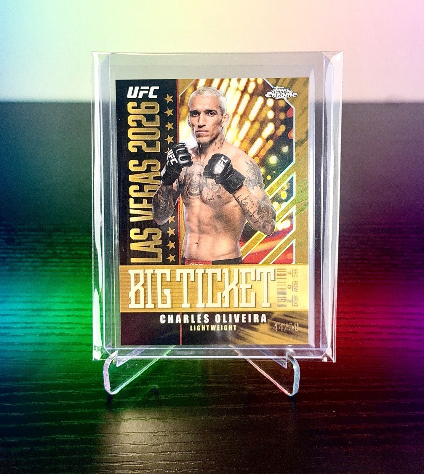 2026 Topps Chrome UFC Charles Oliveira Big Ticket Gold Refractor SP #/50