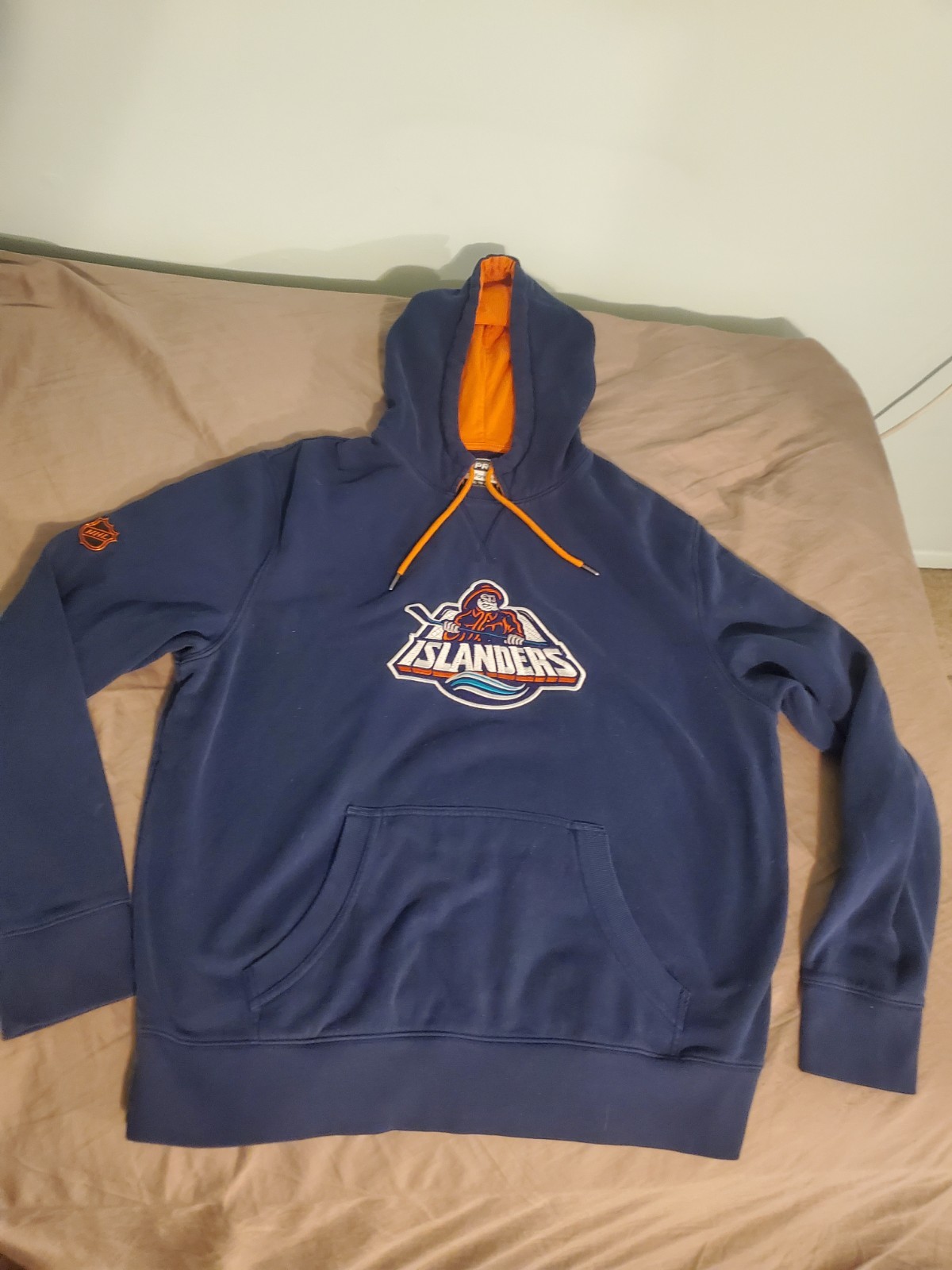 Fanatics Mens Xl Extra Large New York Islanders Fisherman Hoodie Blue Orange