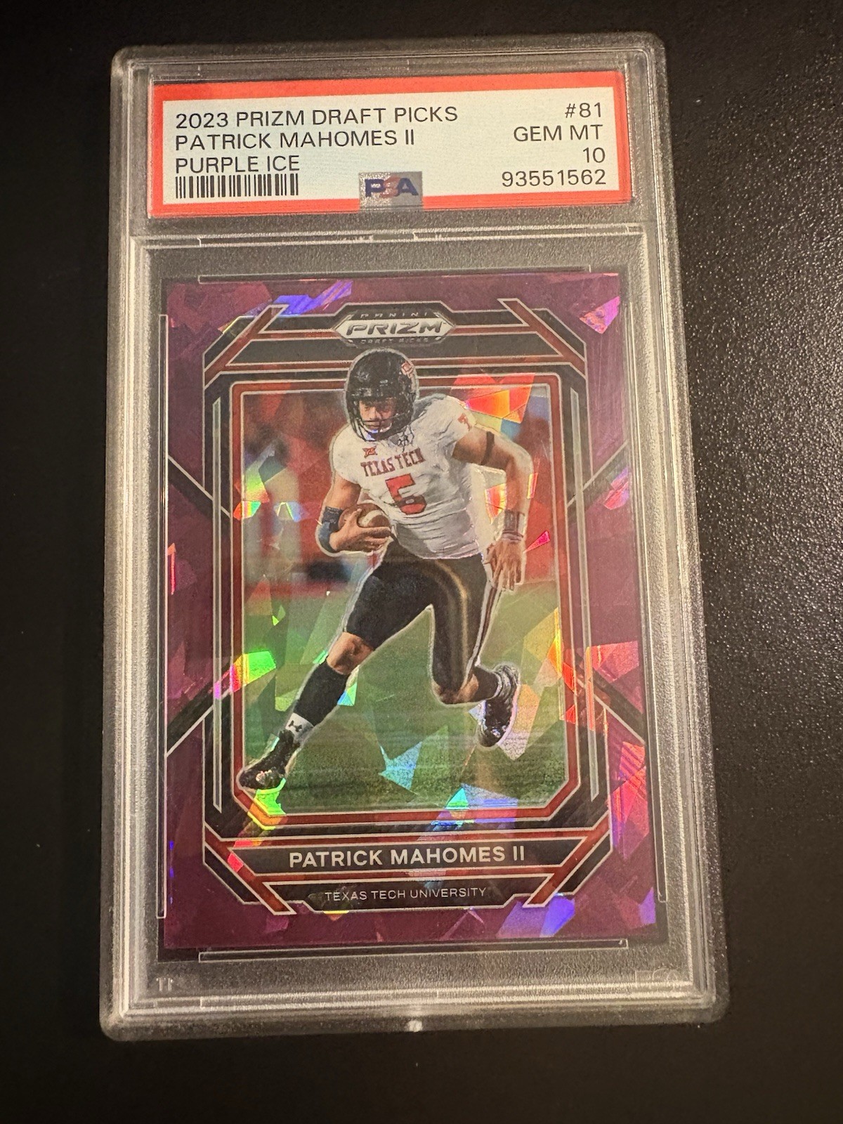 2023 Panini Draft Picks Patrick Mahomes Purple Cracked Ice /149 PSA 10 Gem SP