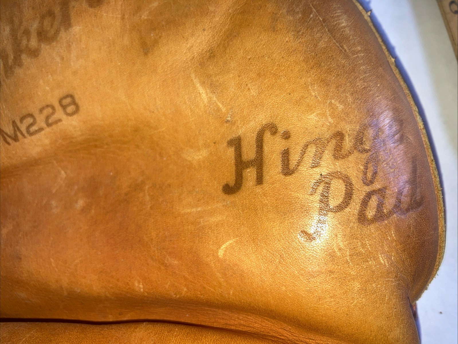 Vintage Denkert Baseball Catcher Glove Mitt M228 Pro Maker Hinge Pad