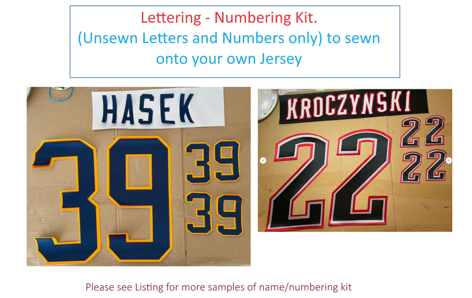 Buffalo Sabres Lettering Custom ANY Year Name Number Kit UNSEWN for Jersey