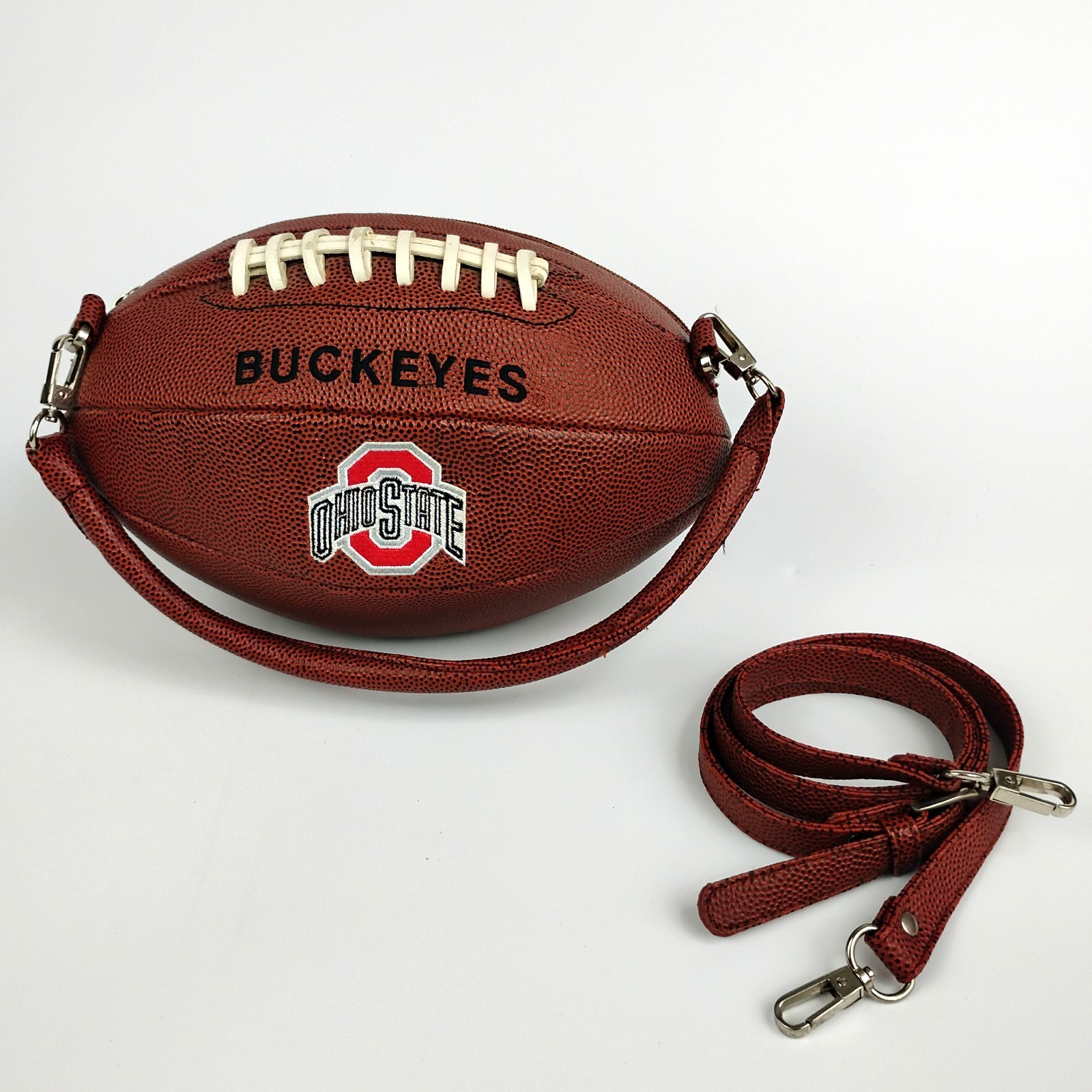Ohio State Buckeyes Football Shaped Purse Crossbody Bag OSU Handbag Gameday