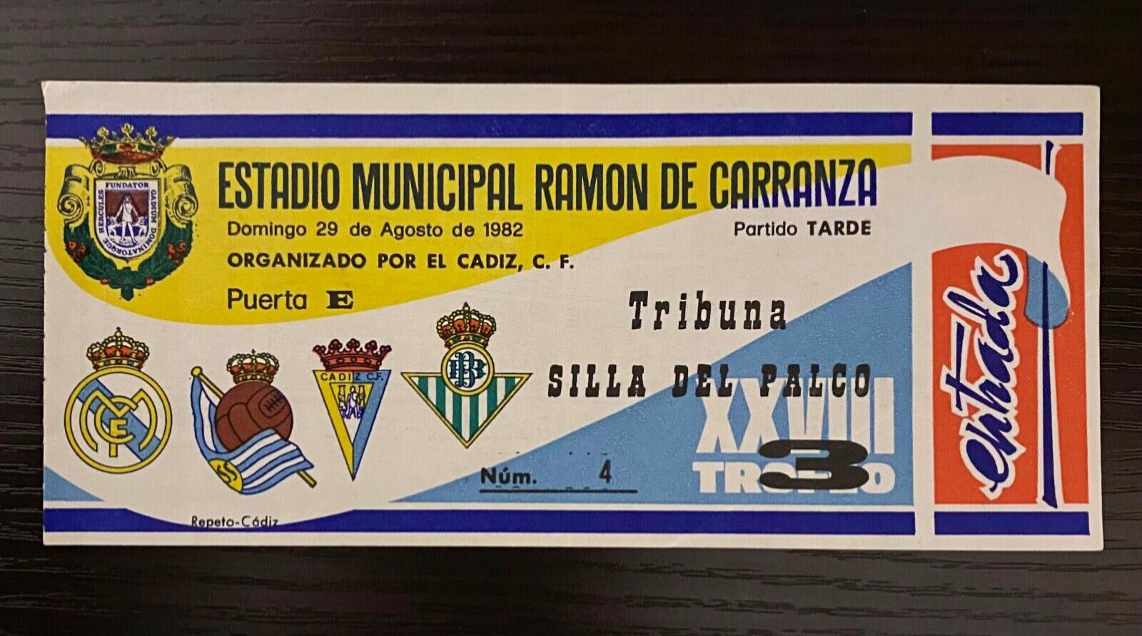 1982 Jorge Magico Gonzalez 1st “Official” Cadiz Goal Full Ticket / 1st Home Goal