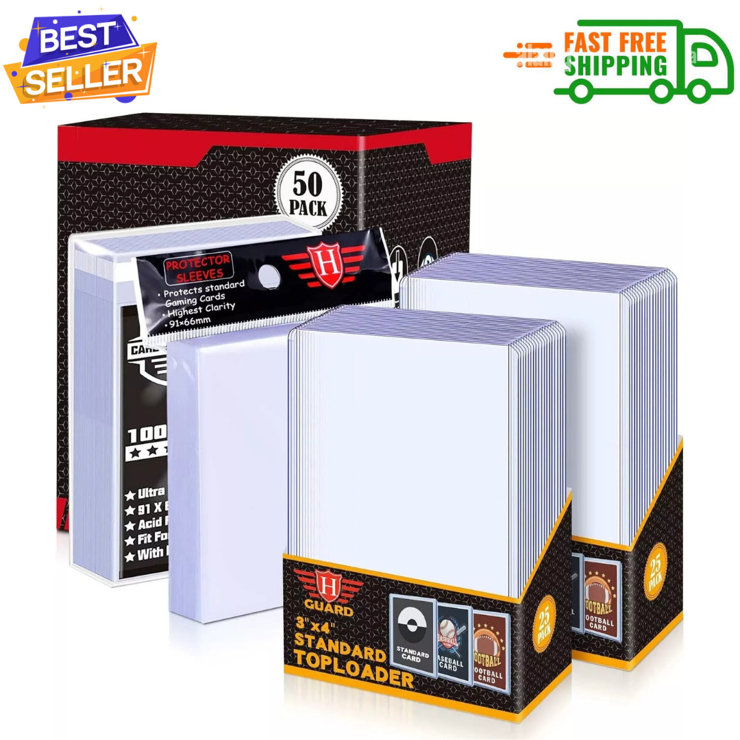 Trading Card Sleeves Hard Plastic Clear Case Holder 200 Baseball Cards Topload!!