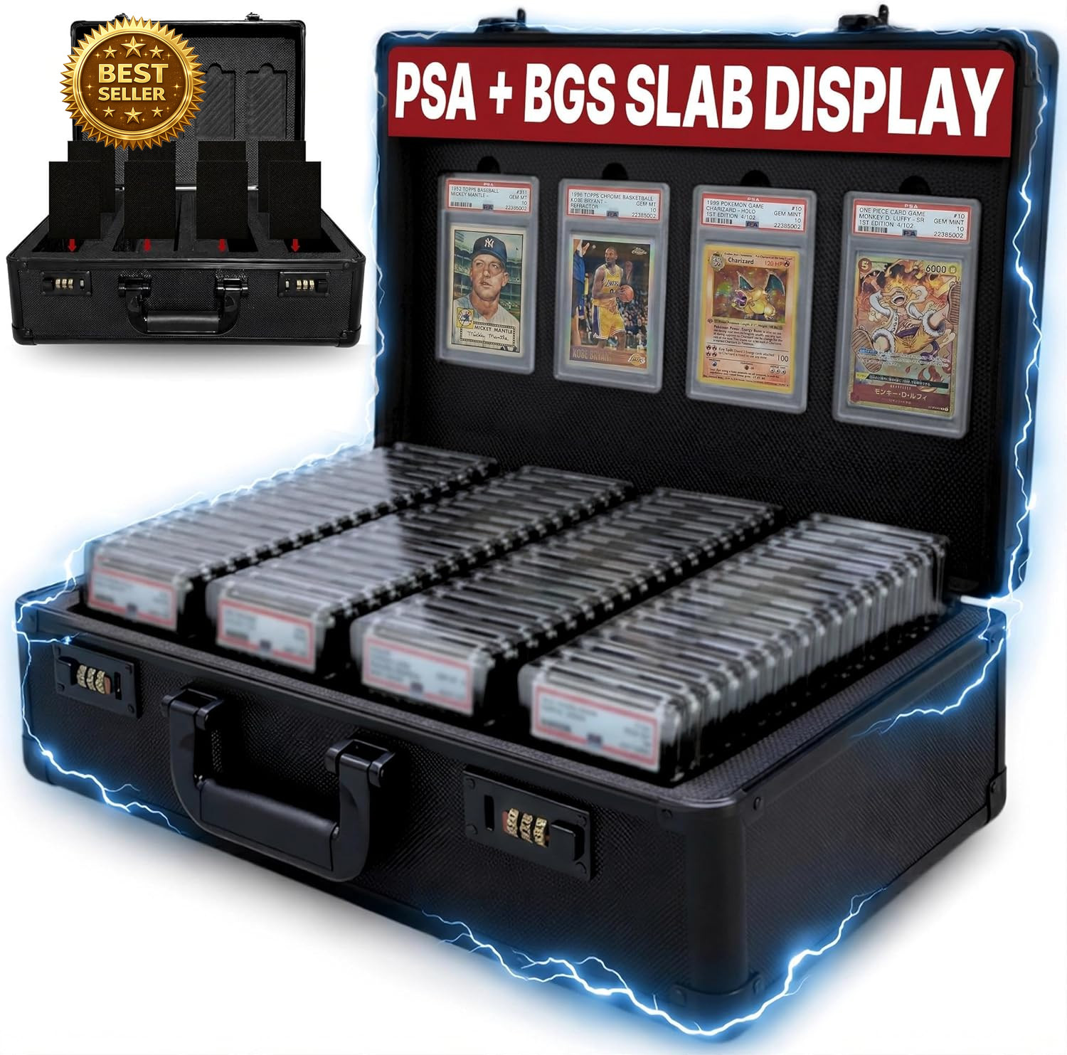Graded Card Case – Durable PSA Slab Case with Combination Lock – 4 Row Graded Ca