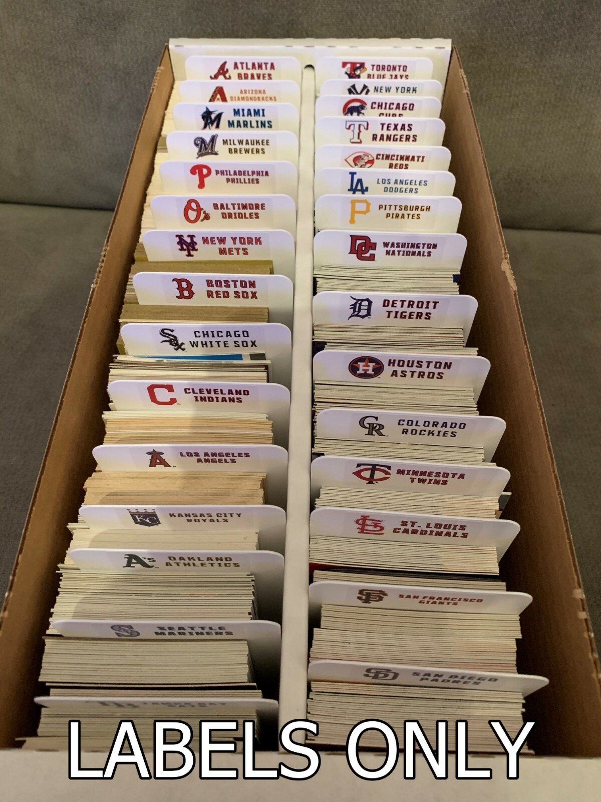 30 Customized MLB Logo Team Labels For BCW Sports Card Tall Dividers LABELS ONLY