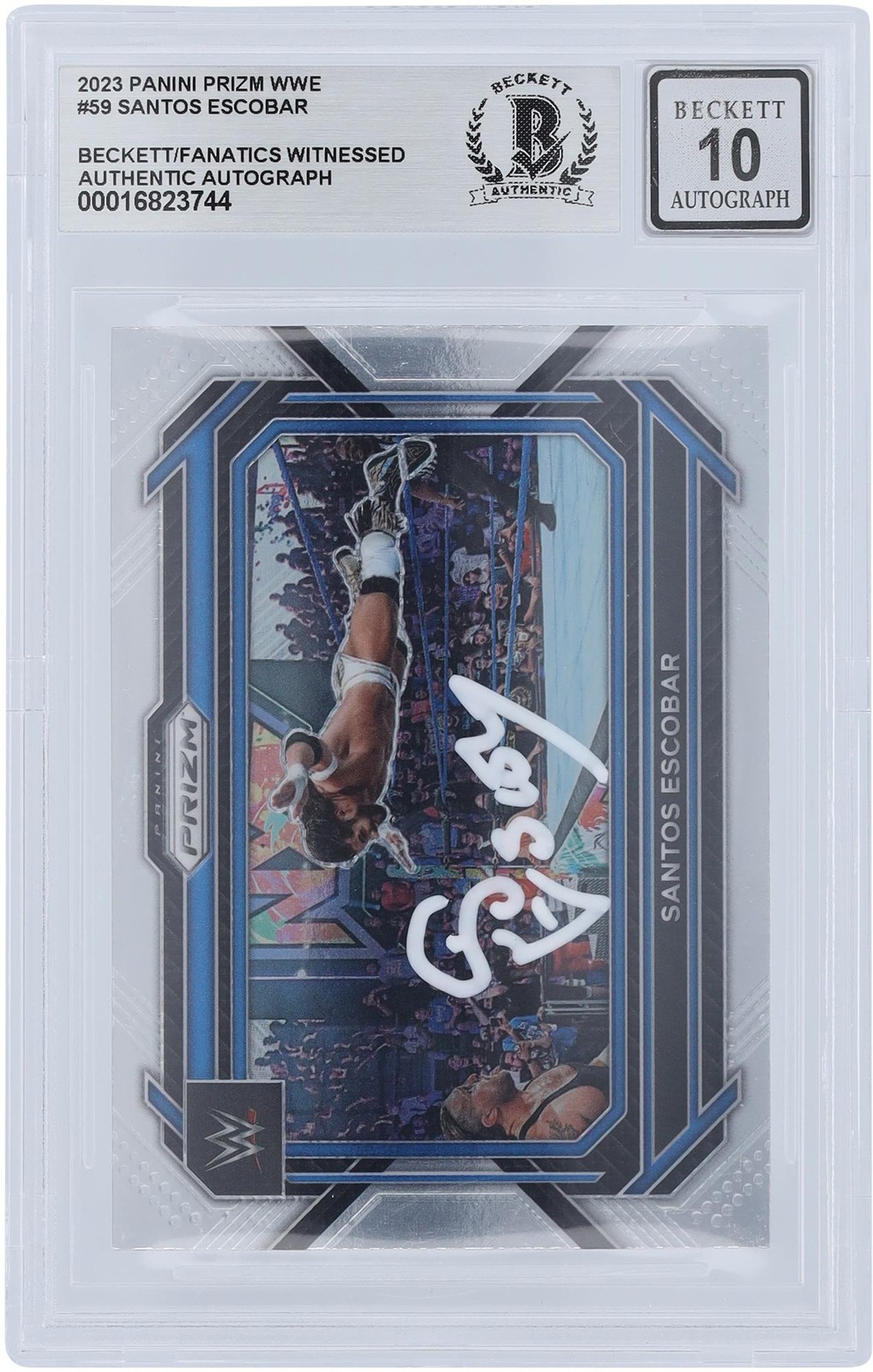 Santos Escobar Signed 2023 Panini Prizm White Ink #59 Beckett Fanatics 10 Card