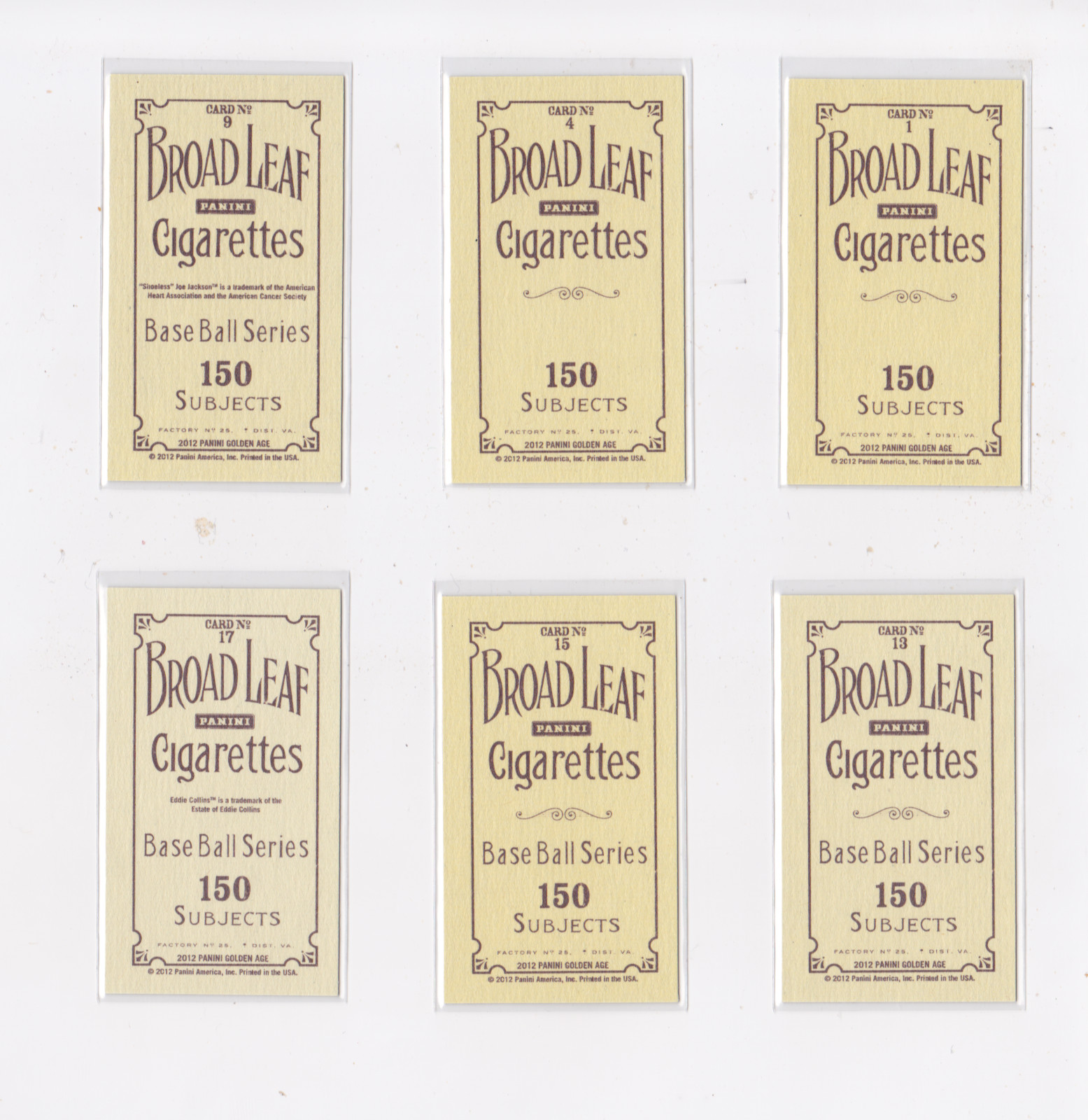 2012 PANINI GOLDEN AGE MINI BROADLEAF BROWN BACK PARALLEL – DROP DOWN LIST