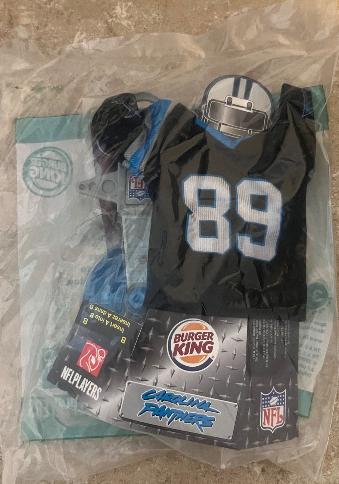 Steve Smith Carolina Panthers Sealed 2007 Burger King #89 NFL Mini Jersey
