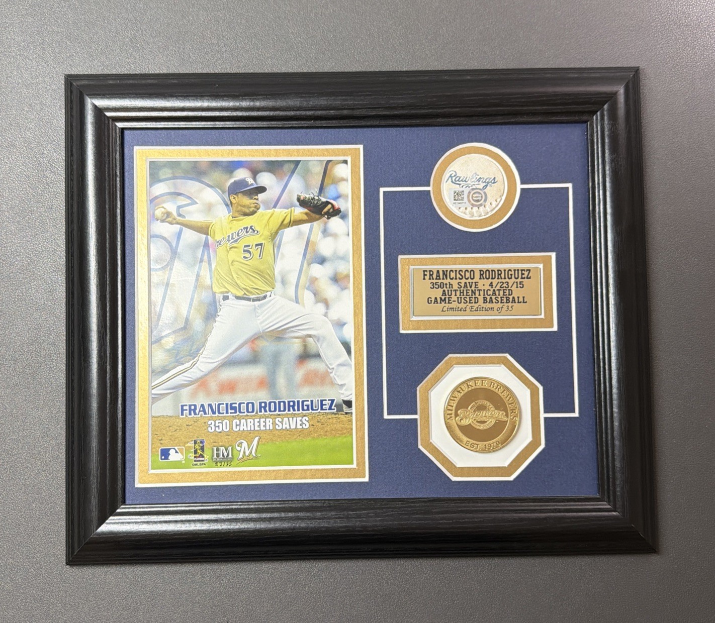 Francisco Rodriguez Milwaukee Brewers 350th Save Collage! Game Used Baseball!