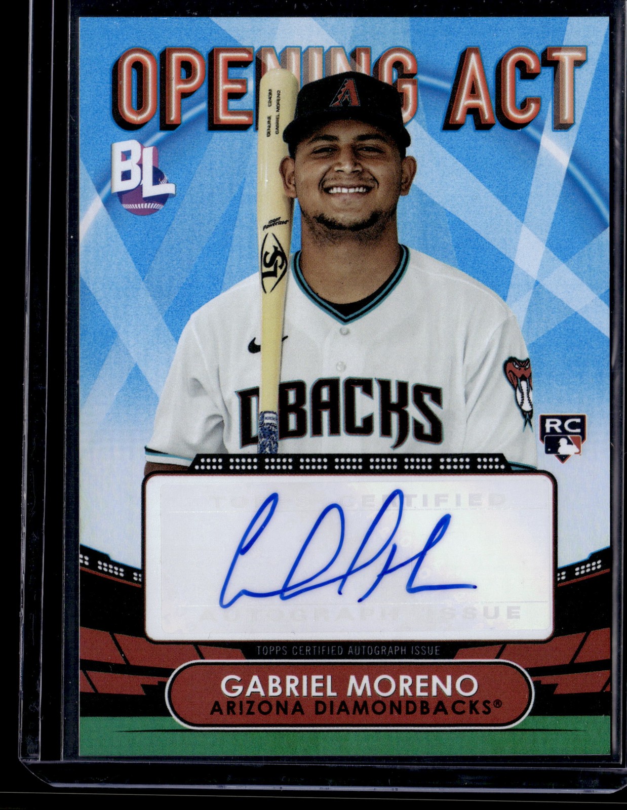 2023 Topps Big League #OAA-GM Gabriel Moreno Opening Act Autographs Blue Foil