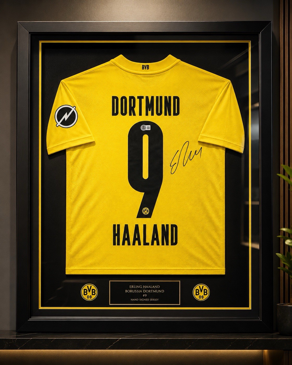 Dortmund 2020/21 Home Jersey Signed by Erling Haaland W/ Beckett COA. NO CASE