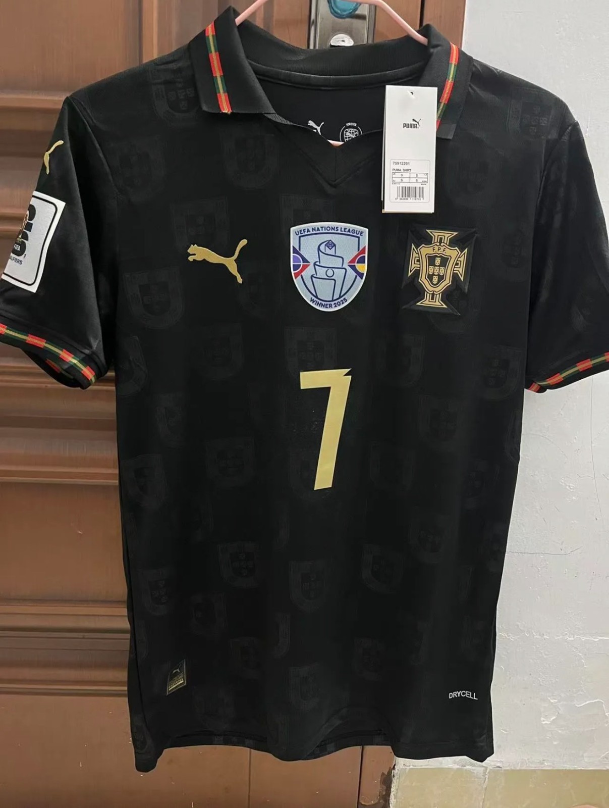 Portugal 2025 UEFA Nations League Winners black jersey with Cristiano Ronaldo #7