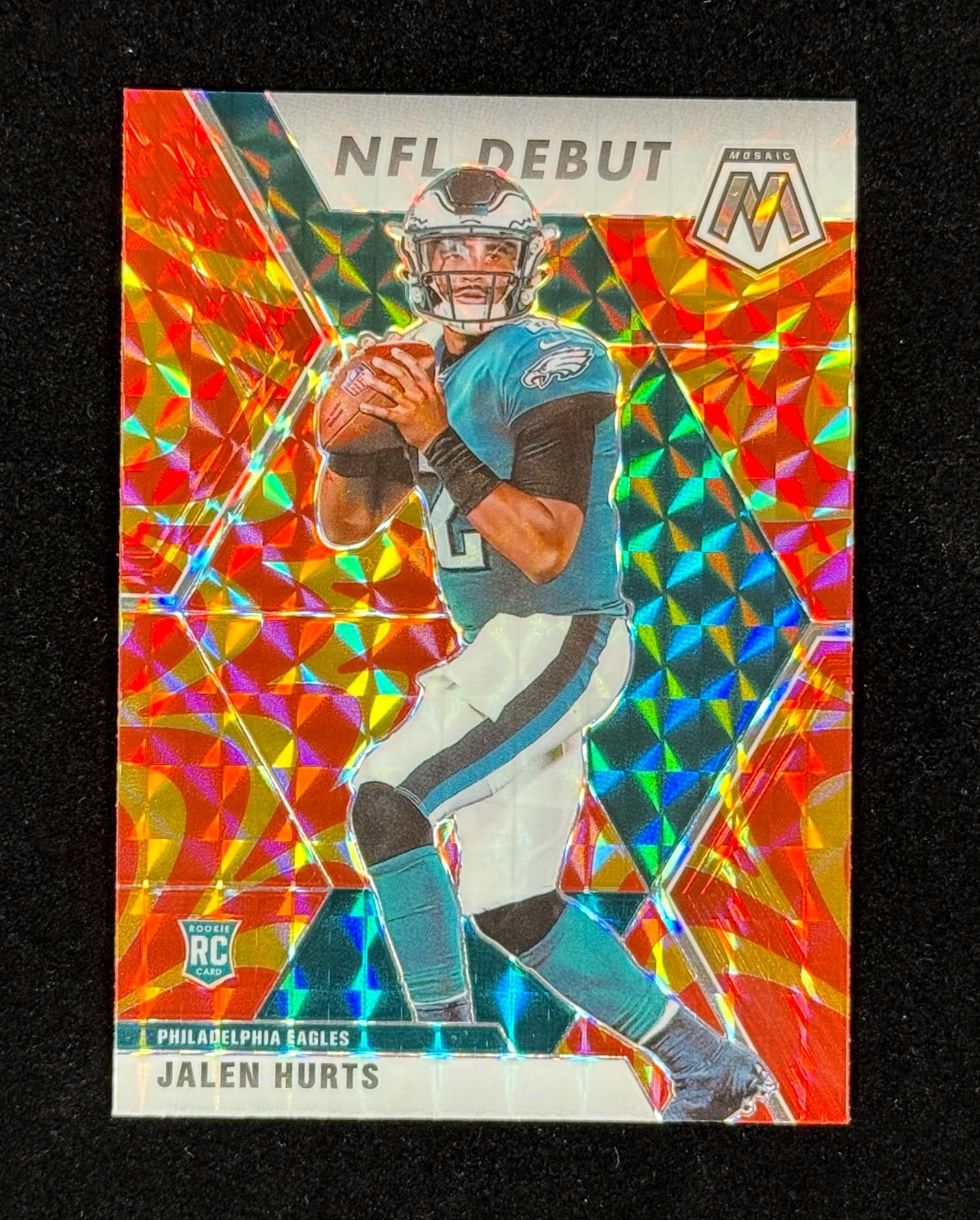 Jalen Hurts 2020 Mosaic Reactive Orange NFL Debut RC #265 Eagles Rookie