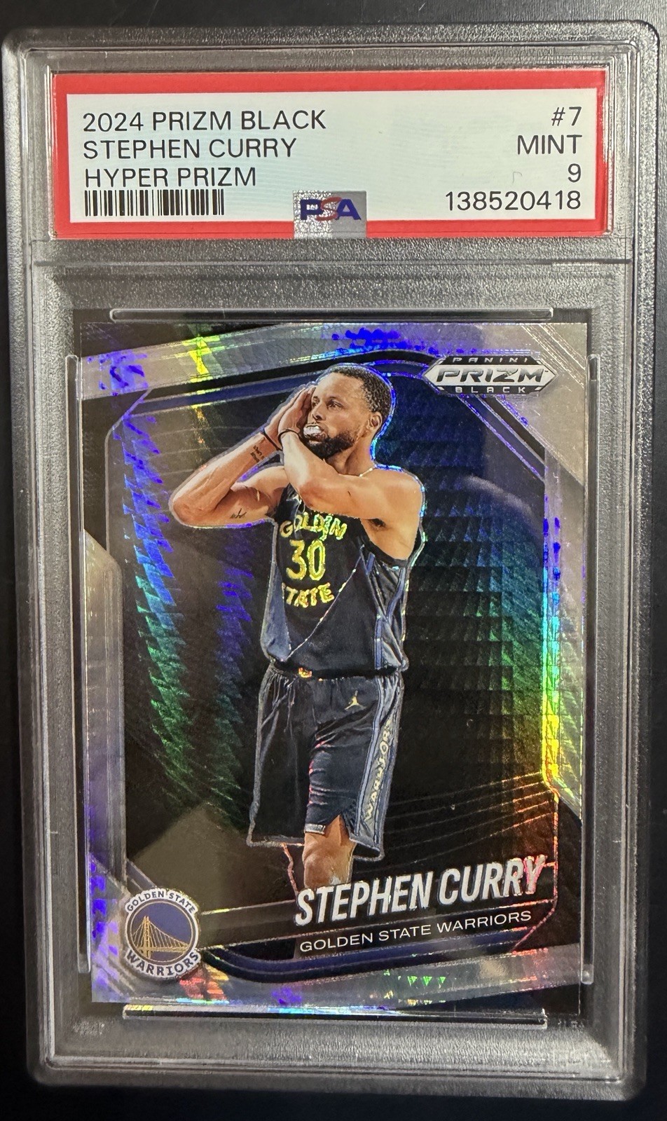 2024-25 Panini Prizm Black Stephen Curry #7 Hyper Prizm PSA 9 MINT