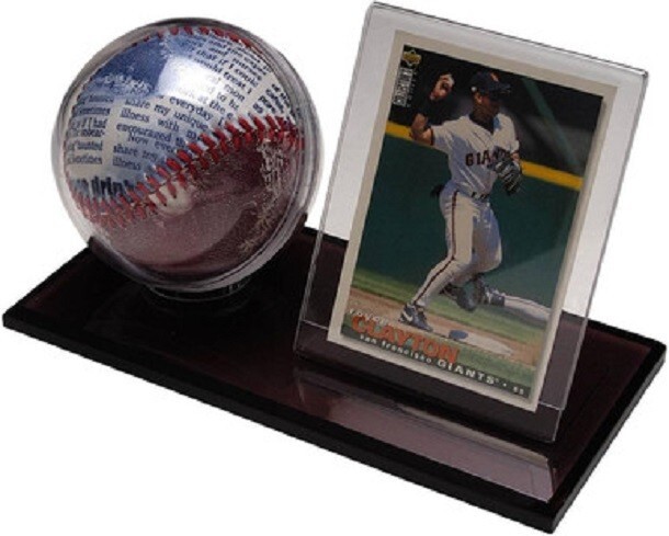 CSP Clear Acrylic Baseball Ball & Card Holder Desktop Display Case