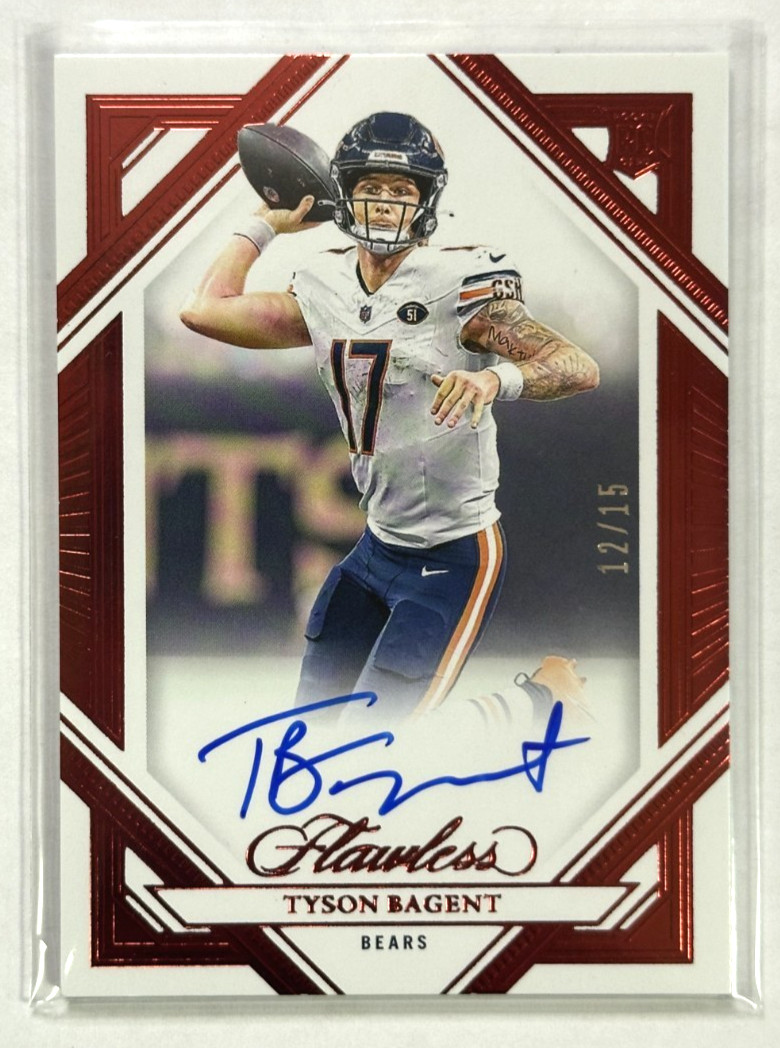 Tyson Bagent Ruby Auto /15 (2023) Panini Flawless Football #RFS-TBA Bears