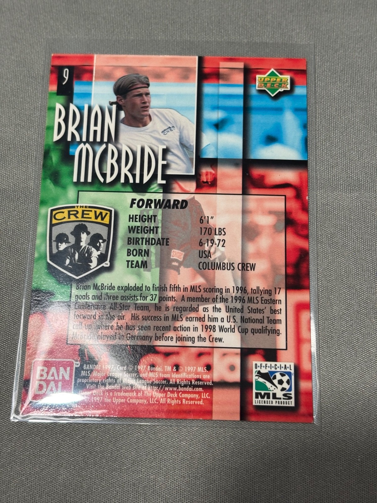 1997 Upper Deck Bandai MLS Gold Brian McBride #9