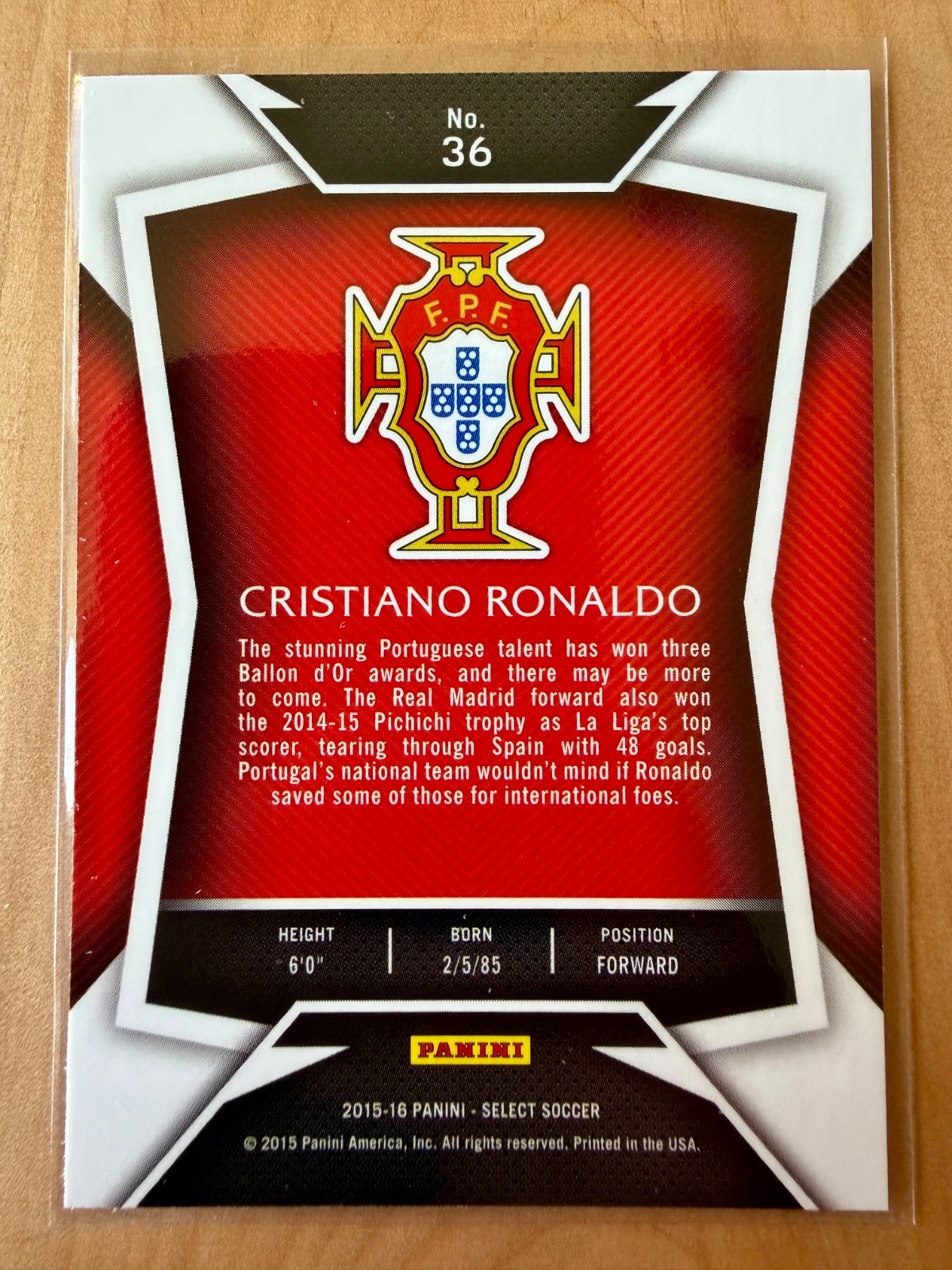 Cristiano Ronaldo 2015-16 Panini Select Portugal #36