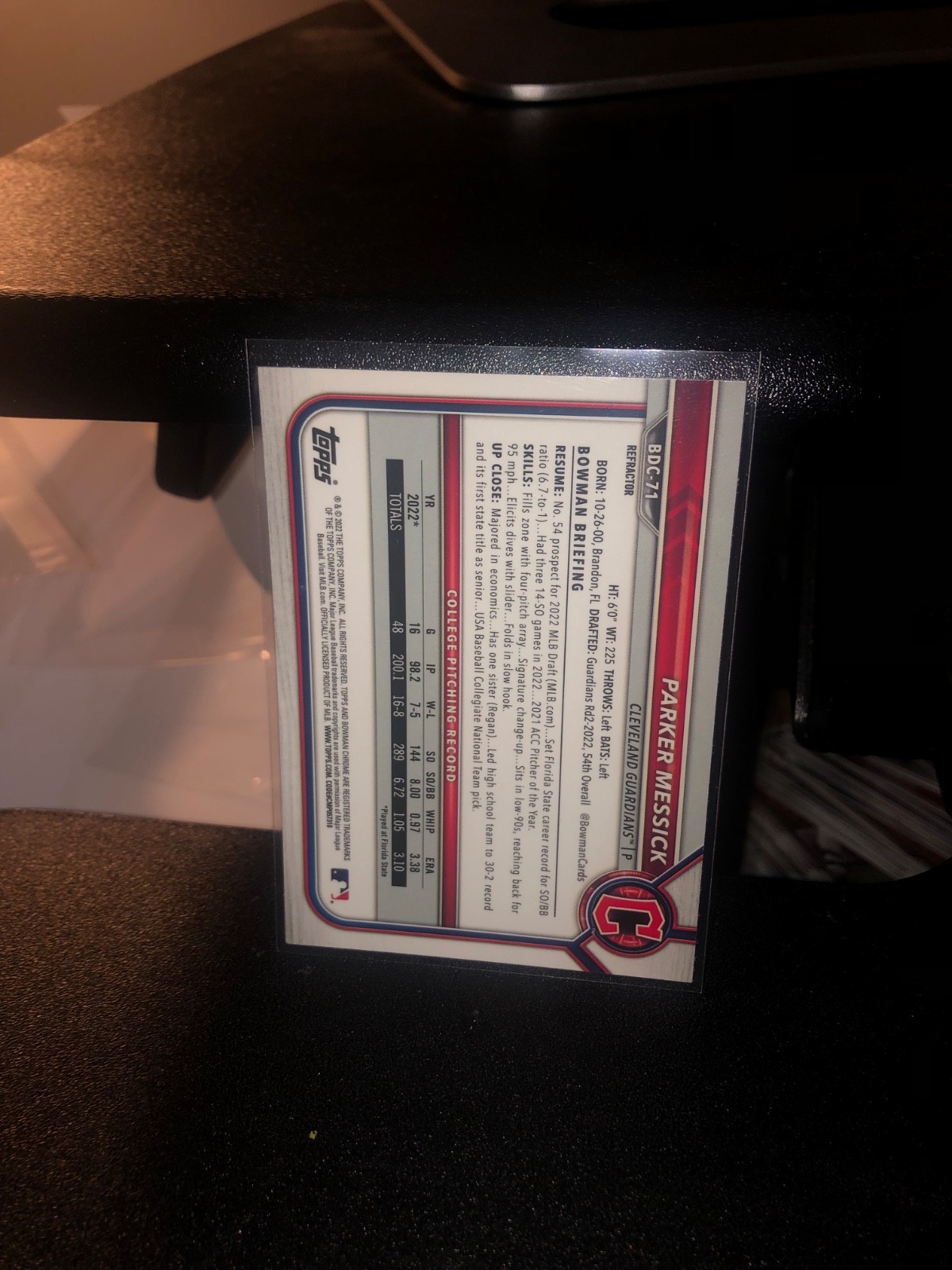 2022 Bowman Draft Chrome Parker Messick Refractor 1st Bowman Chrome RC