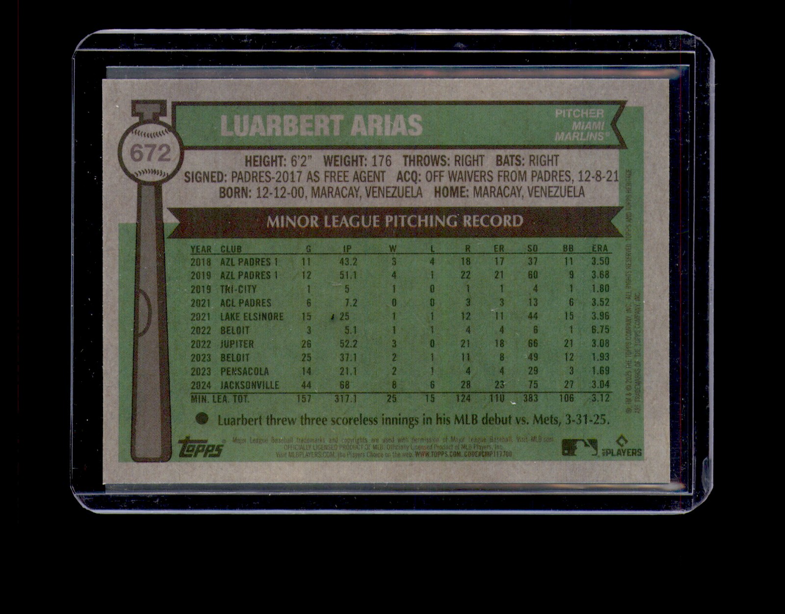 2025 Topps Heritage #672 Luarbert Arias Chrome Light Blue Sparkle Refractor