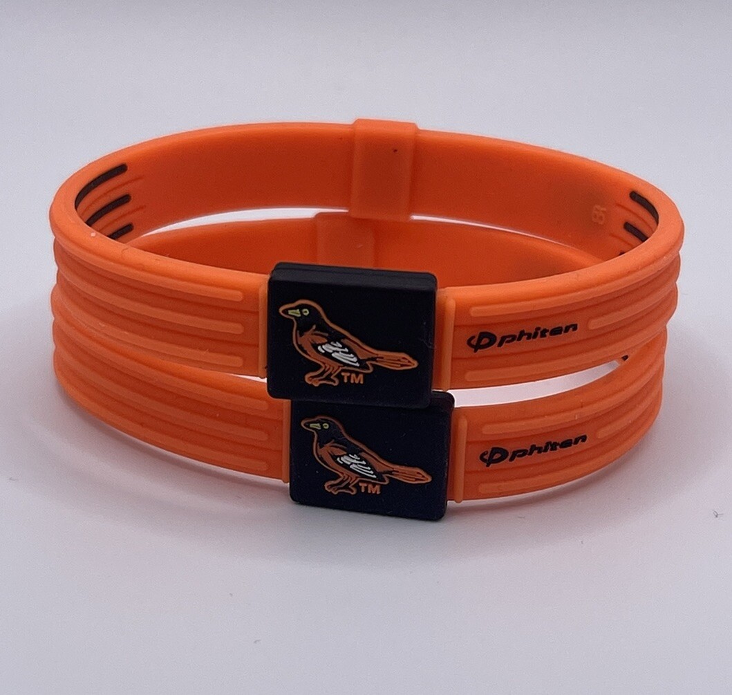 Phiten Titanium Bracelets Medium – 2 BALTIMORE ORIOLES – NEW, LOOSE