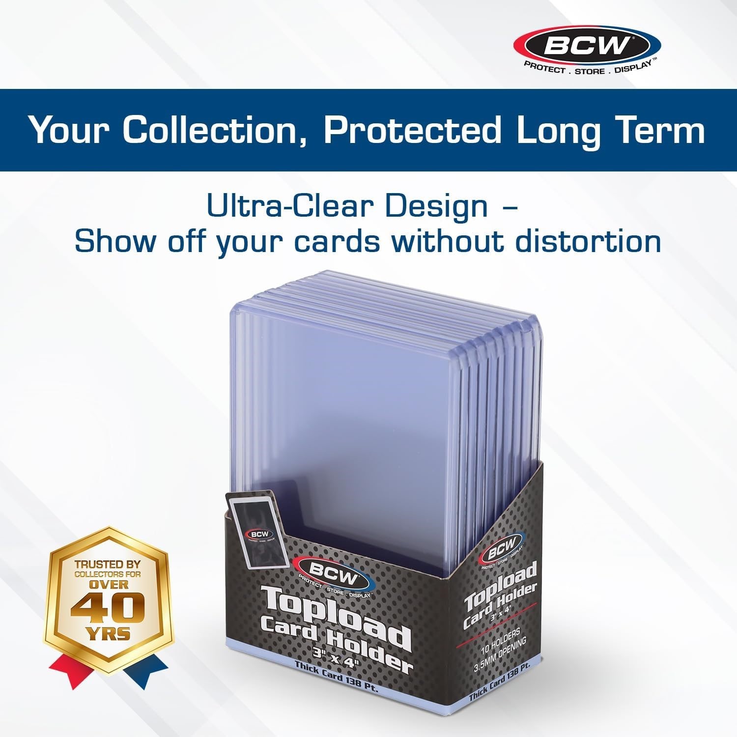 10 Thick Card Topload Holders 138 Pt 3×4 Rigid Clear Jersey Memorabilia Storage