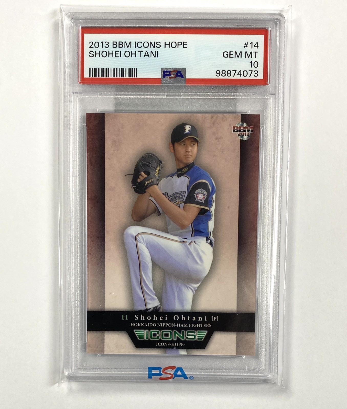 2013 Shohei Ohtani RC – BBM Icons Hope #14 – PSA Gem 10