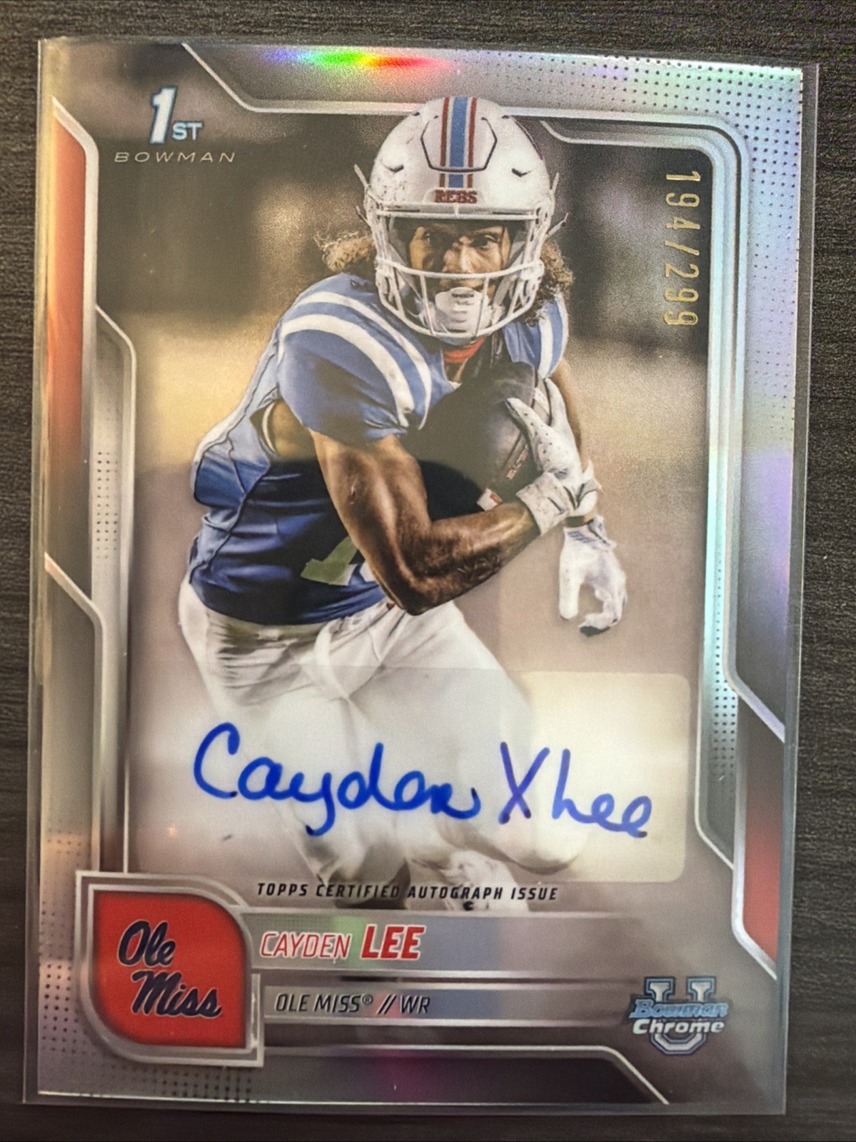 Cayden Lee (Ole Miss) 2025 Bowman U Chrome #BCA-CL Silver Refractor AUTO /299