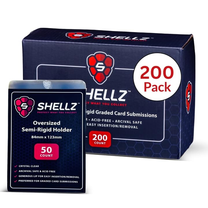 Shellz Oversized Semi Rigid Card Holders 200ct (4 Packs of 50) | 3 5/16″ x 4 …