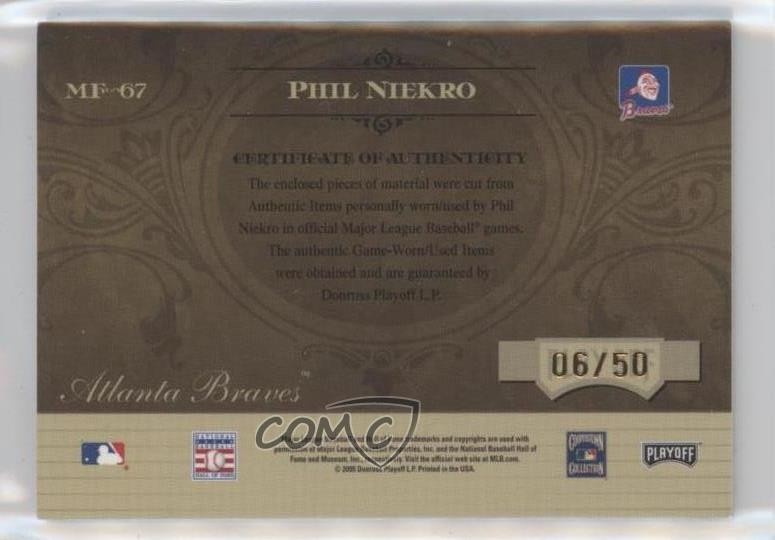2005 Playoff Absolute Memorabilia Marks of Fame 6/50 Phil Niekro #MF-67 HOF n8a