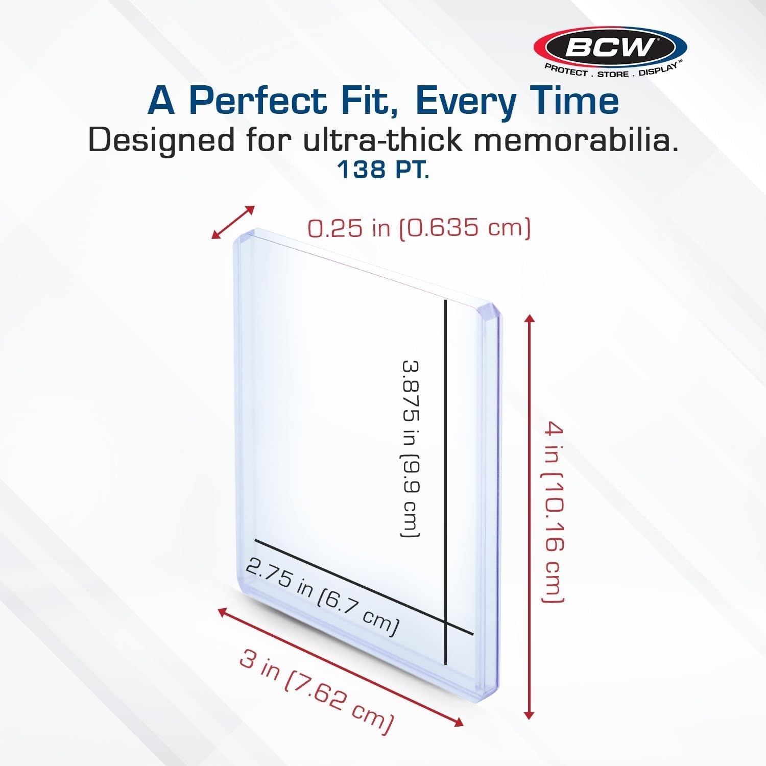 10 Thick Card Topload Holders 138 Pt 3×4 Rigid Clear Jersey Memorabilia Storage