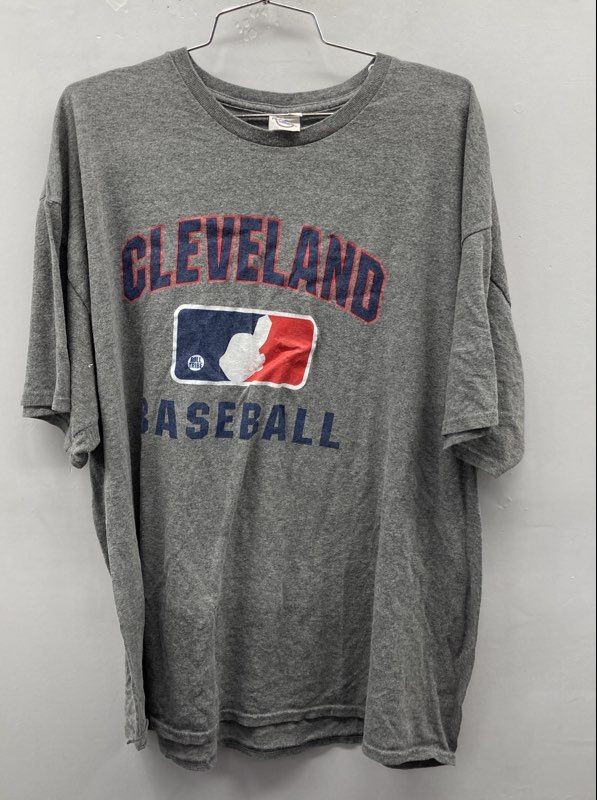 Cleveland Baseball MLB Roll Tribe Graphic T-Shirt Heather Gray Delta Sz 2XL