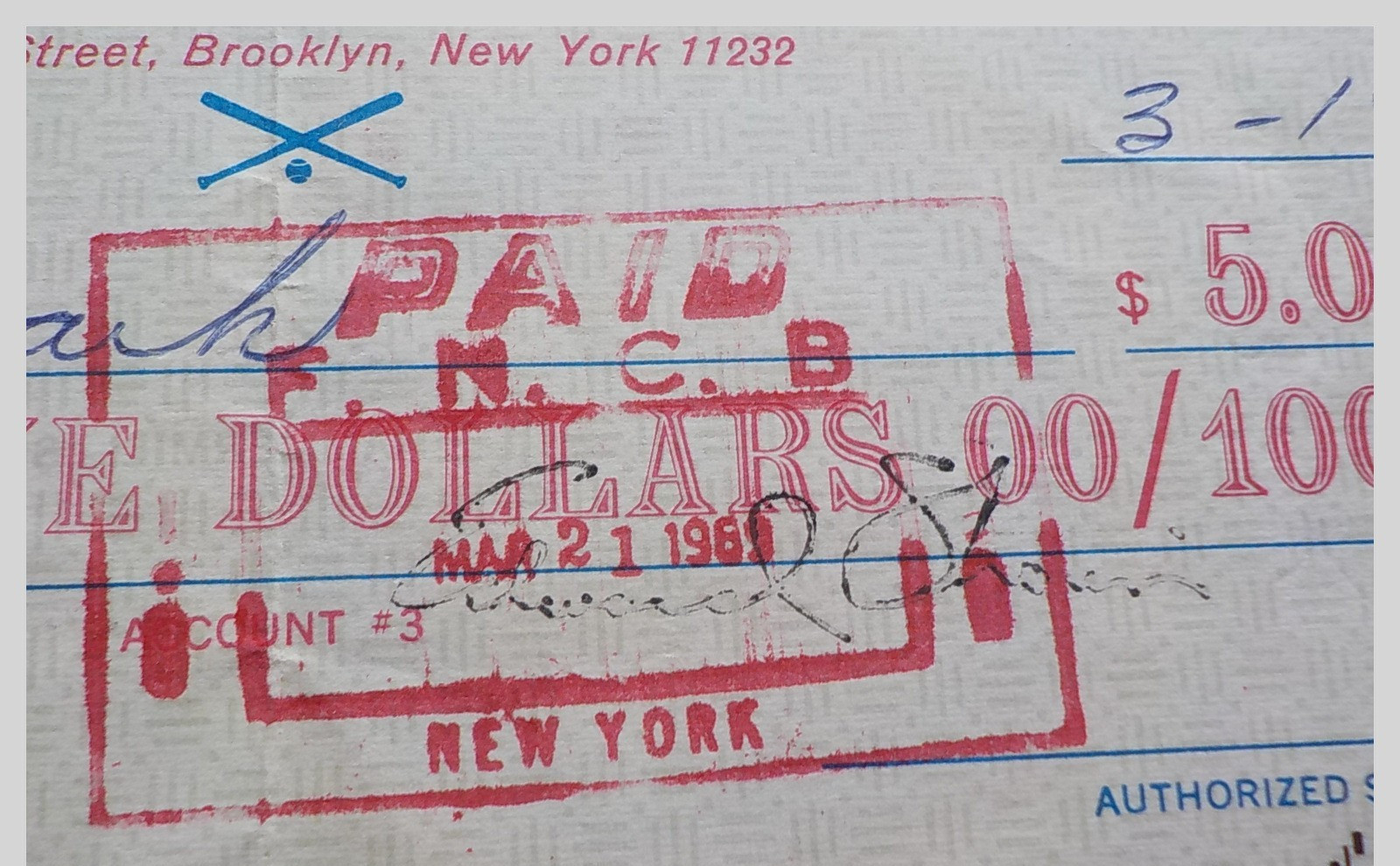 1969 Topps Vault Danny Ozark autograph Los Angeles Dodgers coach 5.00 paycheck