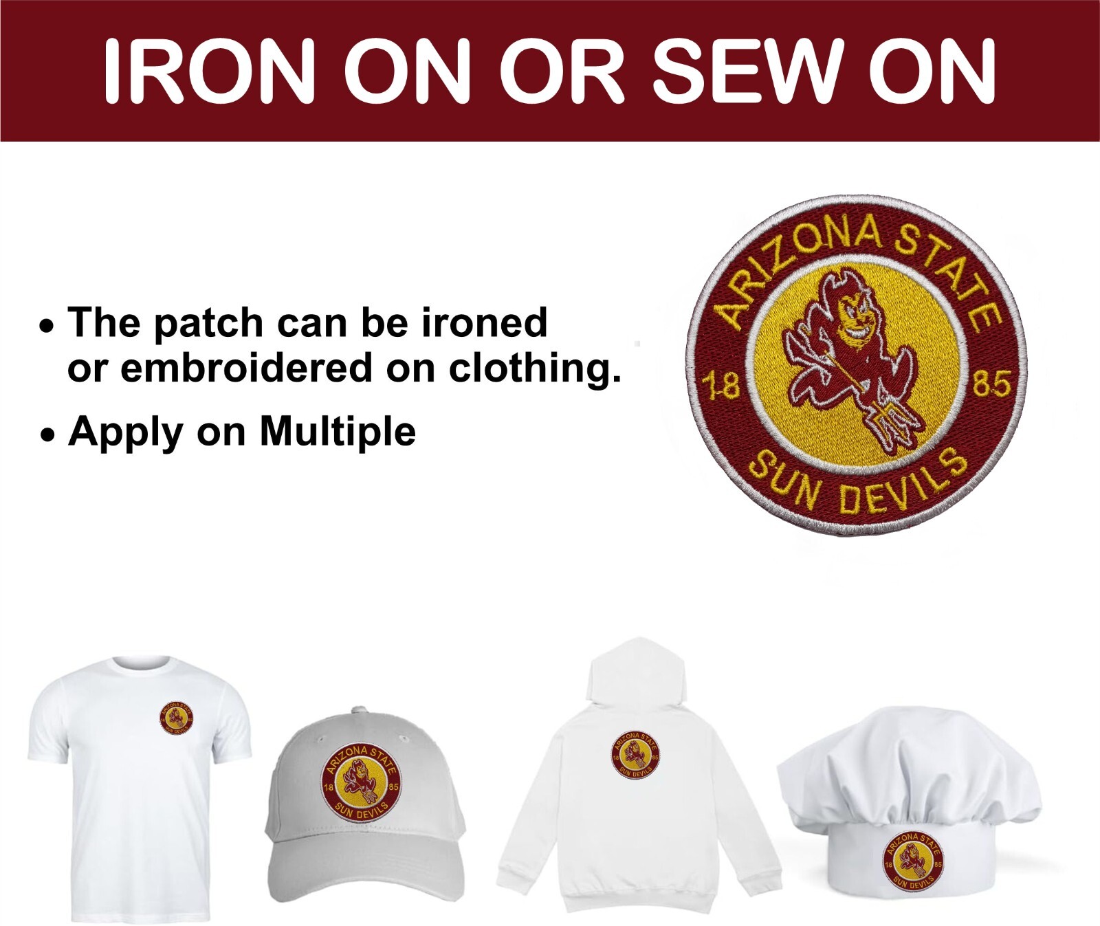 Arizona State Sun Devils NCAA Team Logo Iron On Patch – Sew Patch – Embroidered