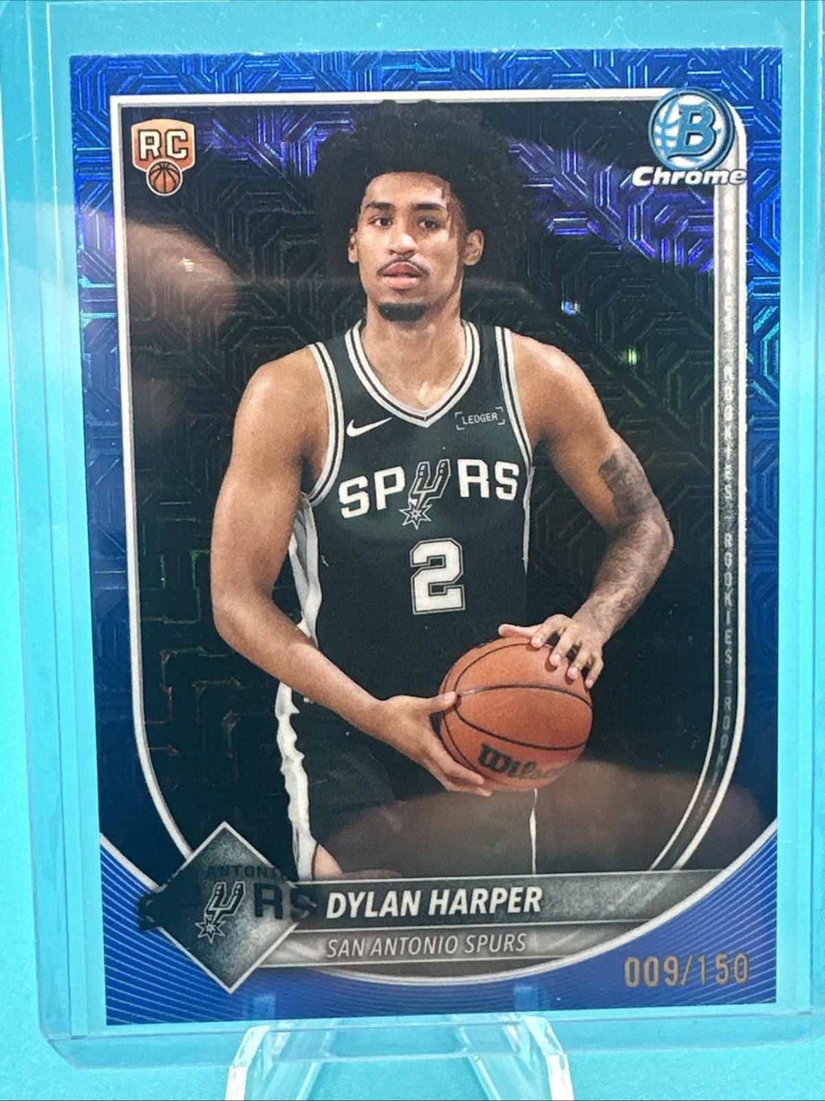 Dylan Harper 2025-26 Bowman Chrome Blue Mojo Refractor RC #BCV-2 SA Spurs /150