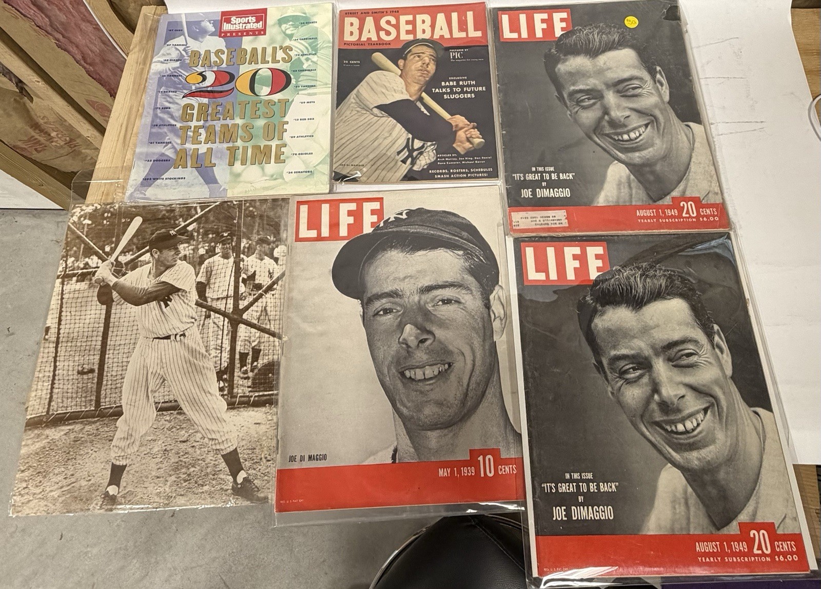 Joe DiMaggio Vintage Lot LIFE 1939 1949 Street & Smith 1948 Baseball Photo C11